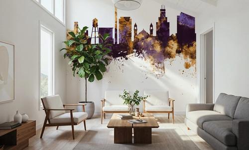 Durham North Carolina Skyline Purple & Gold