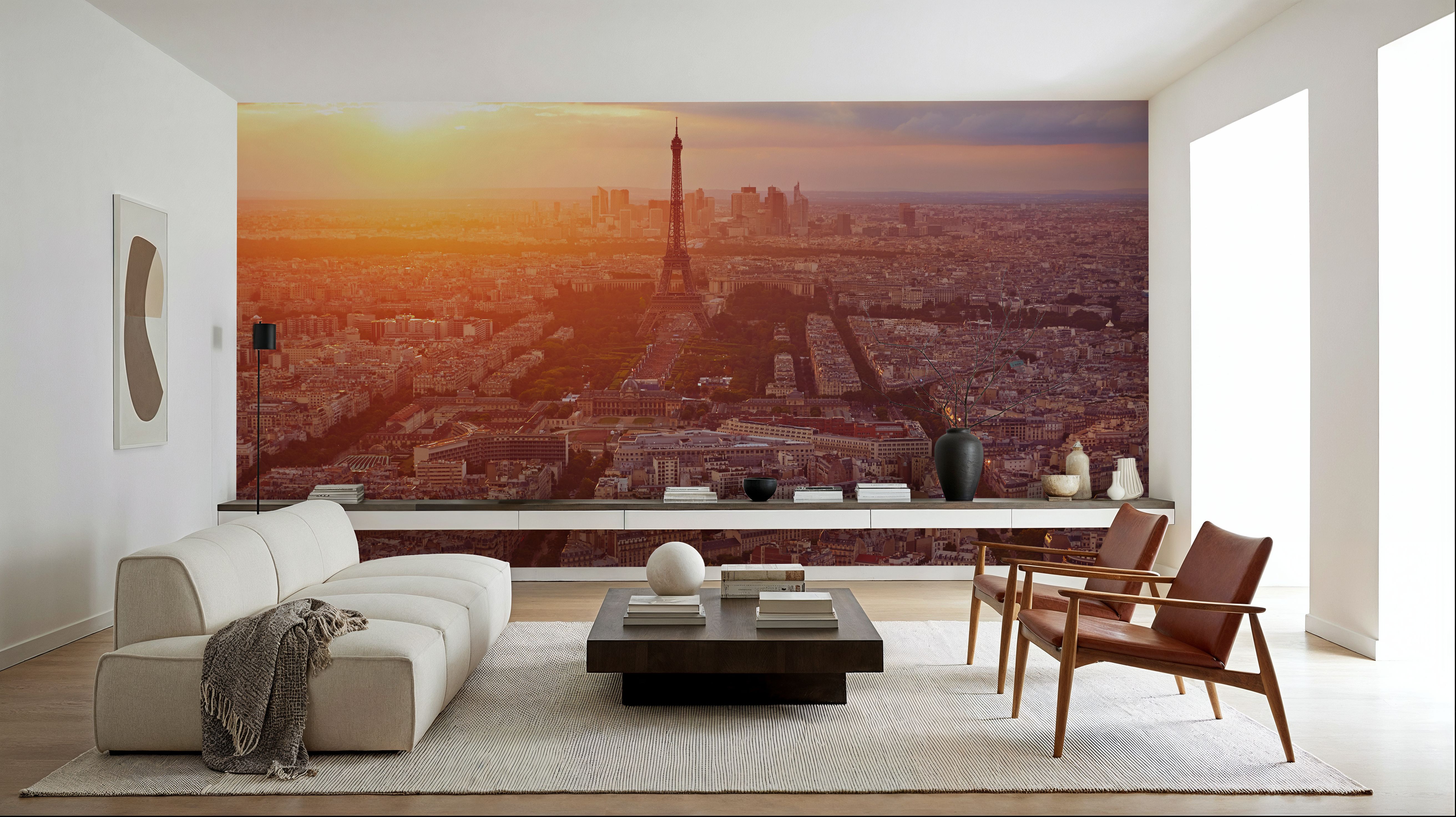 Eiffel Tower in Paris Aerial Sunset