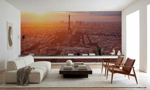 Eiffel Tower in Paris Aerial Sunset