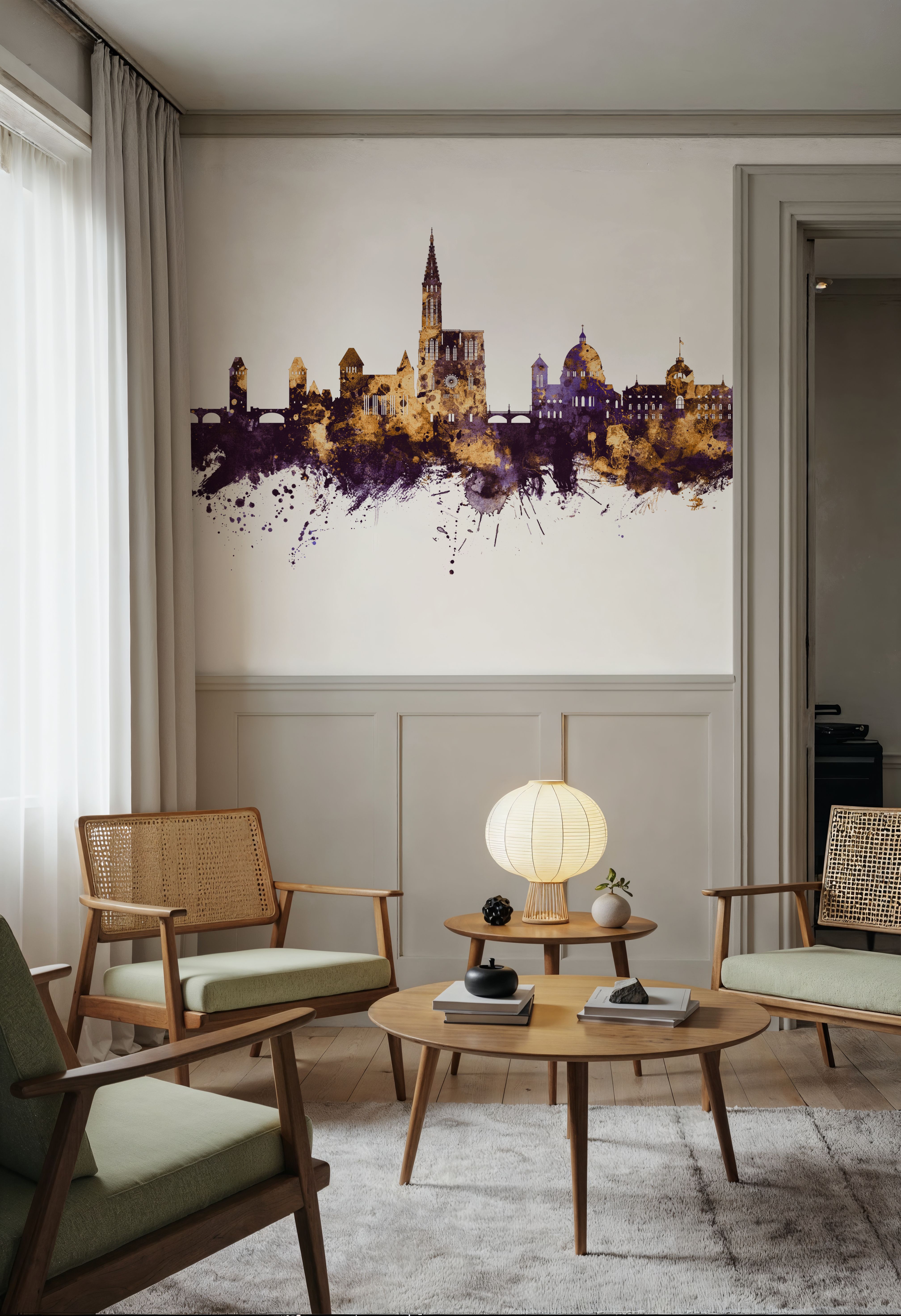 Strasbourg France Skyline Purple & Gold