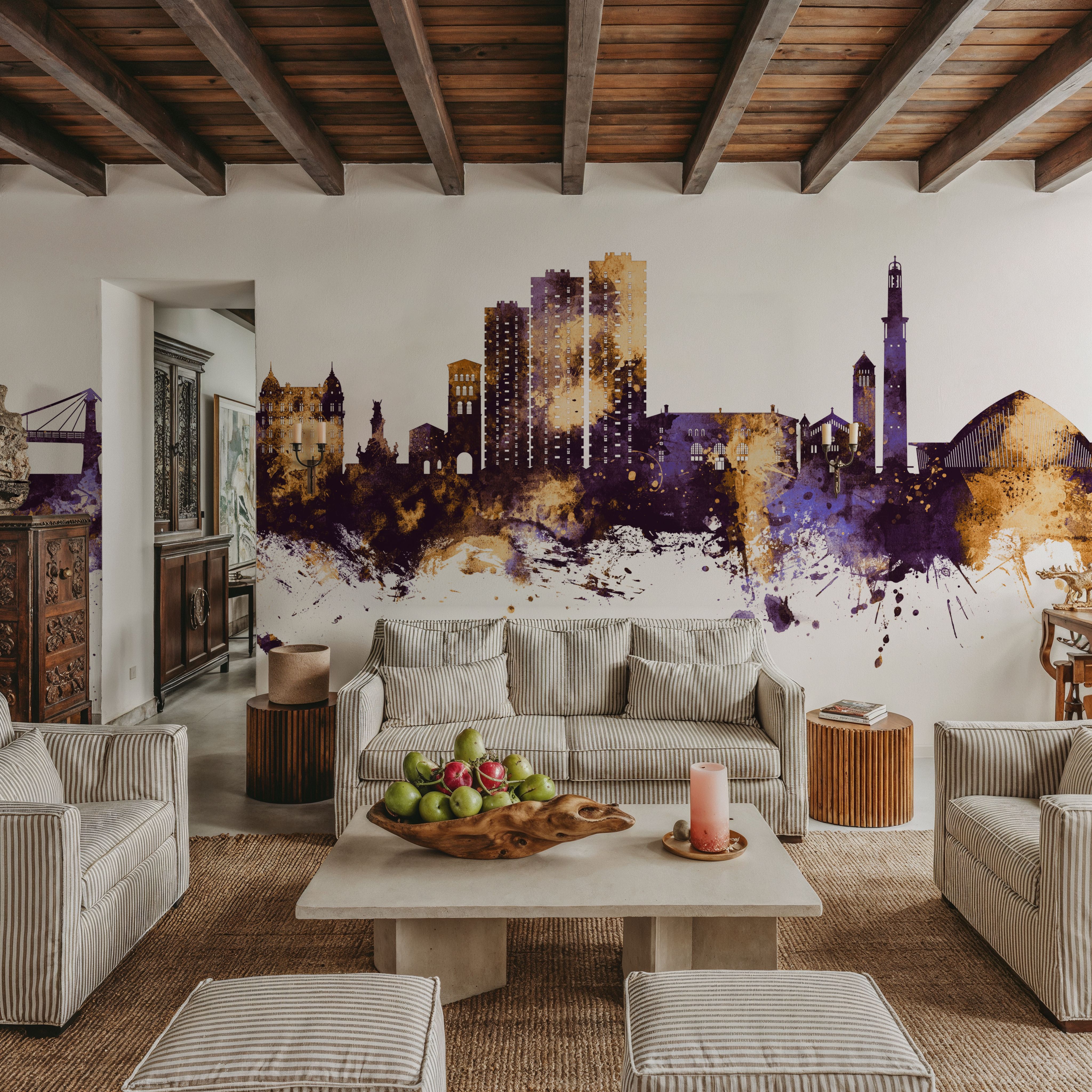 Grenoble Skyline Purple & Gold