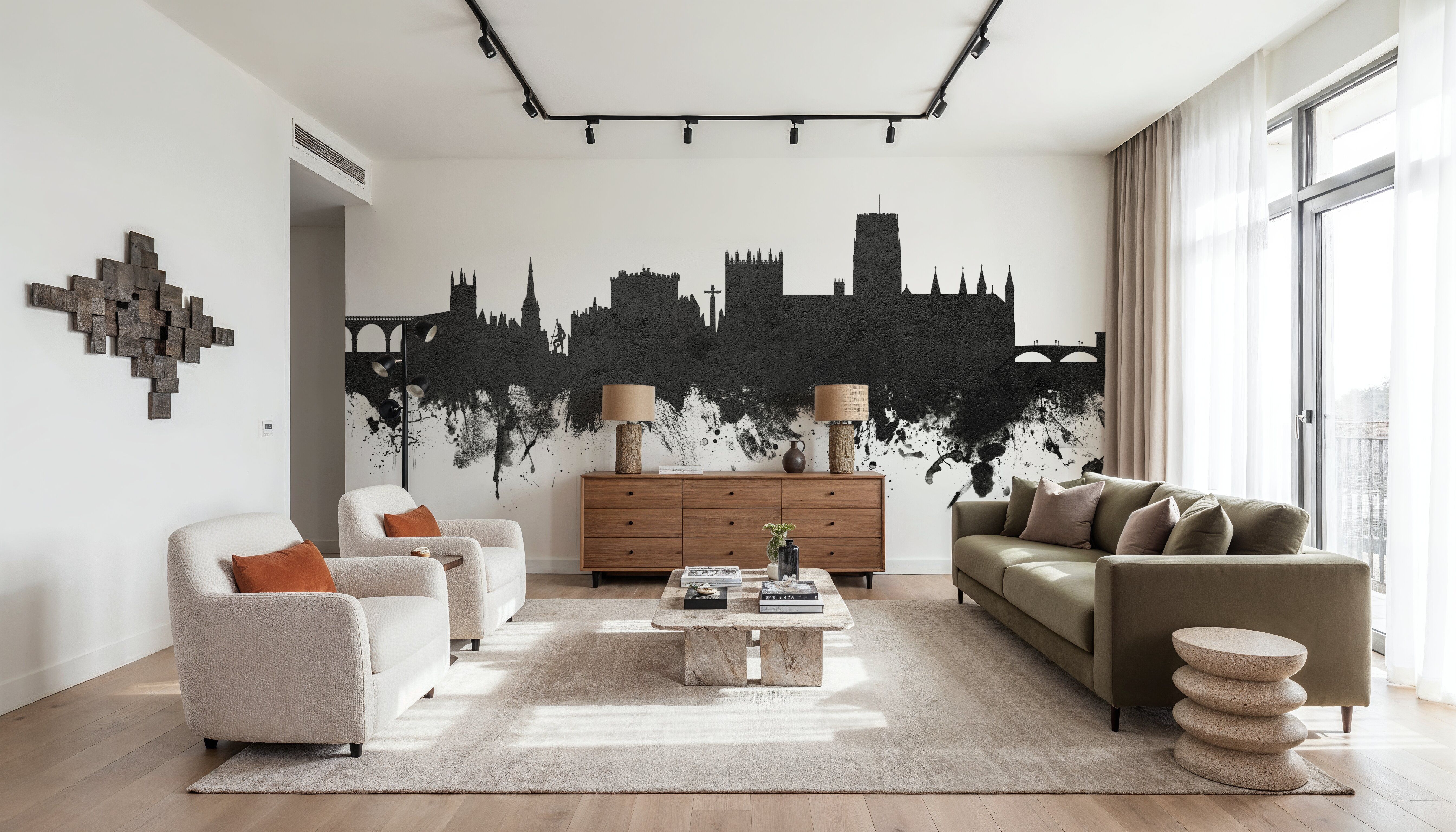 Durham England Skyline Black & White