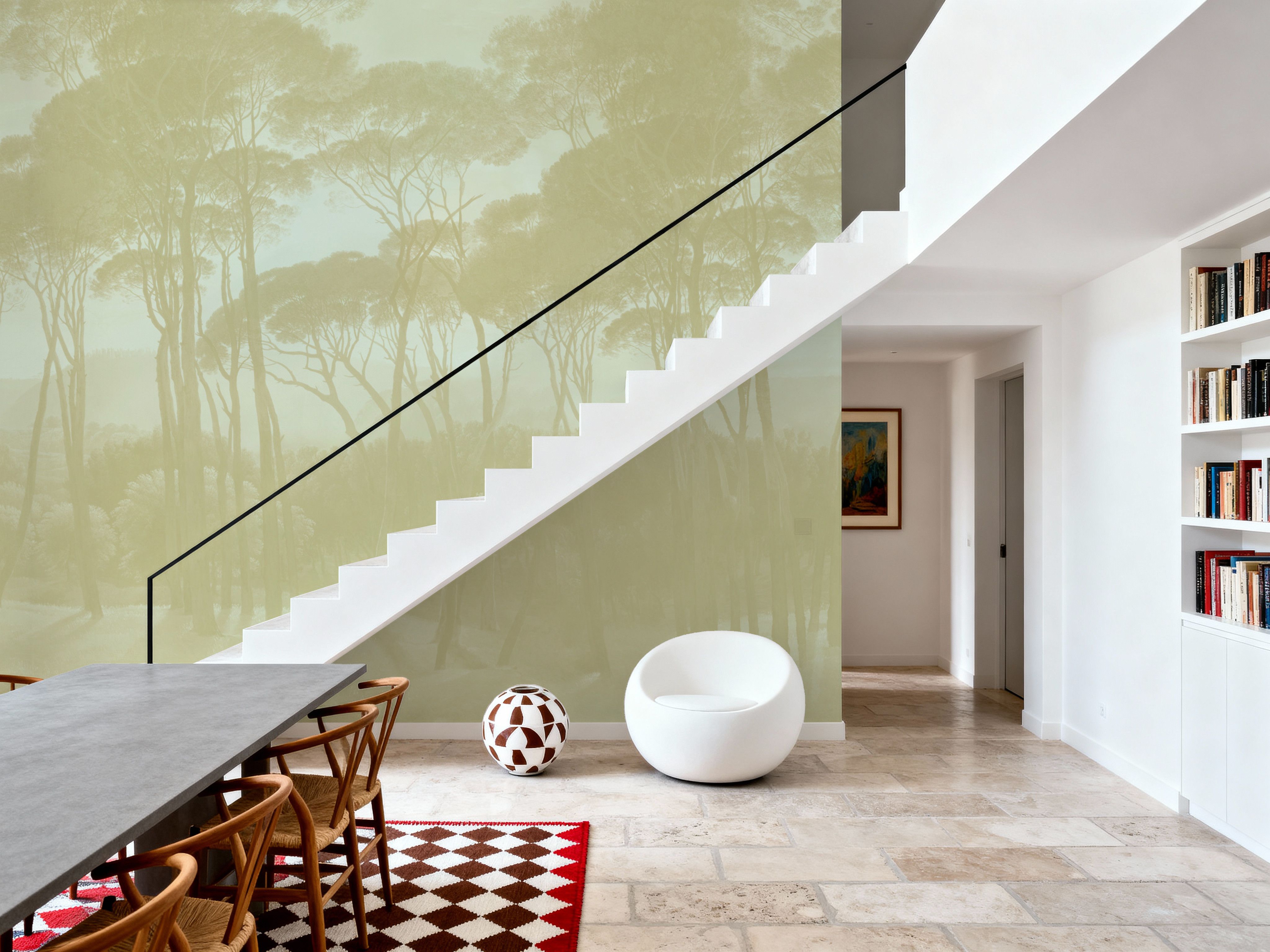 Mediterranean Pine Landscape, Greenish Beige