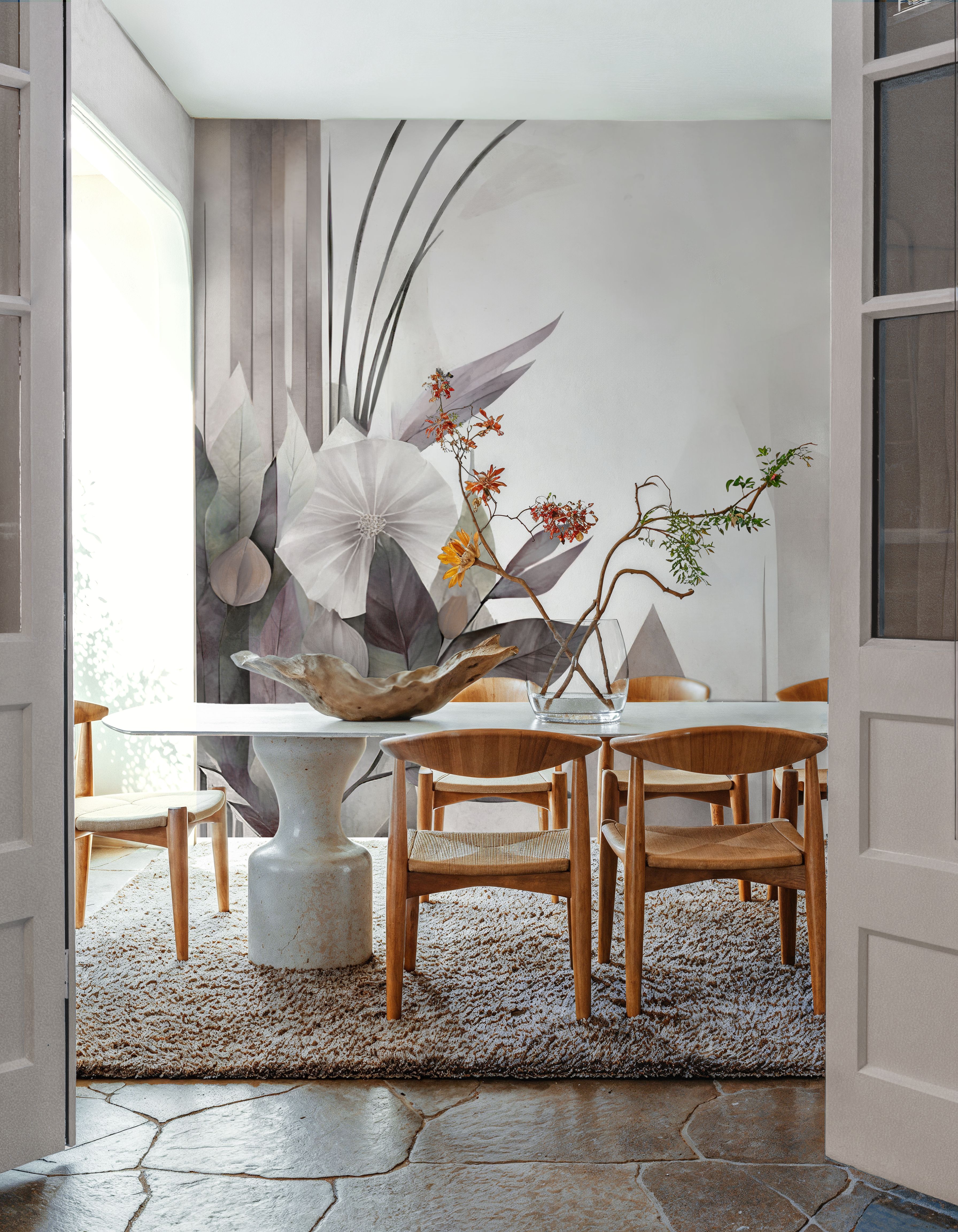 Floral Watercolor Abstract Gray