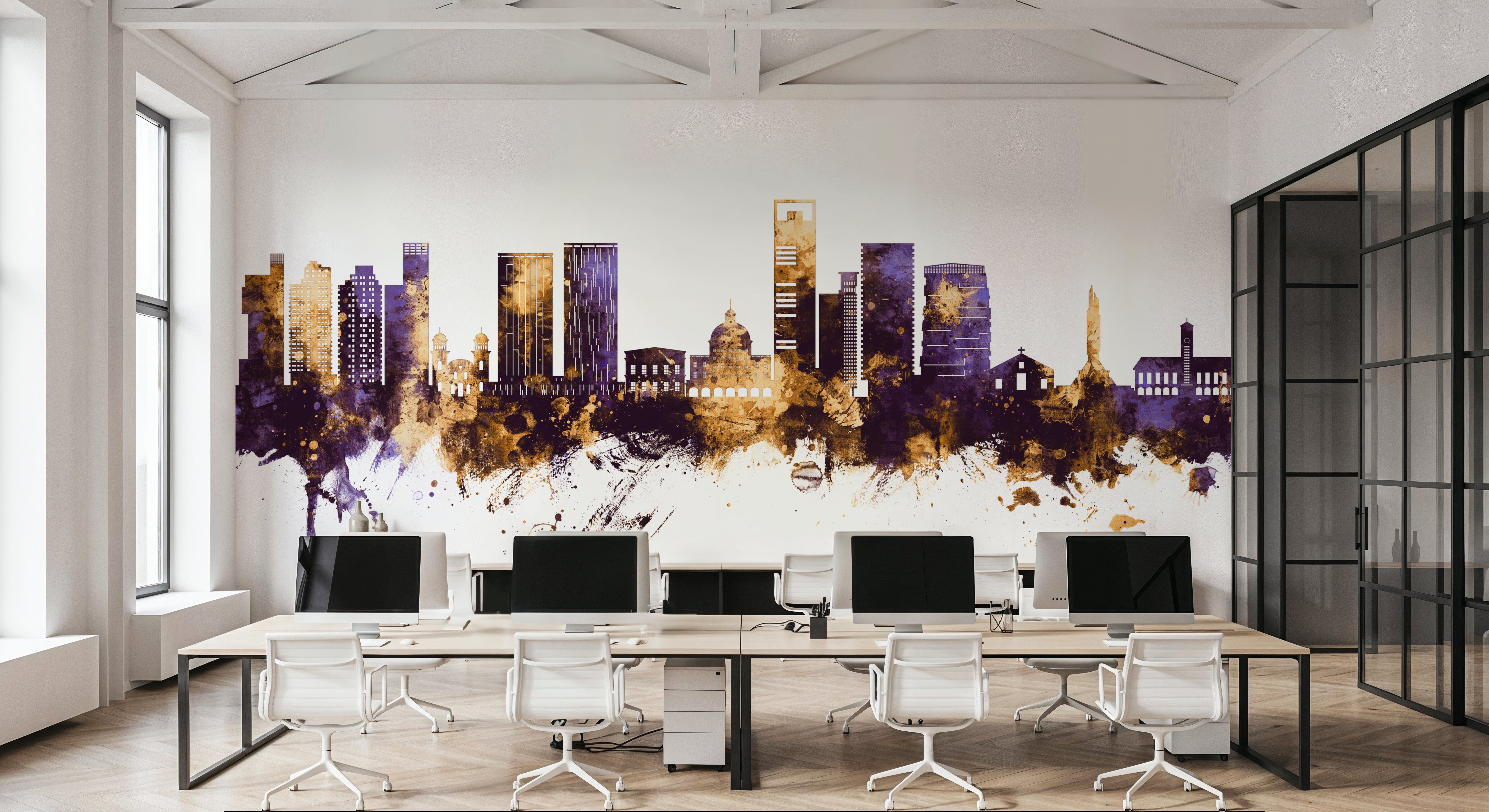 Luanda Skyline Purple & Gold, Papier peint