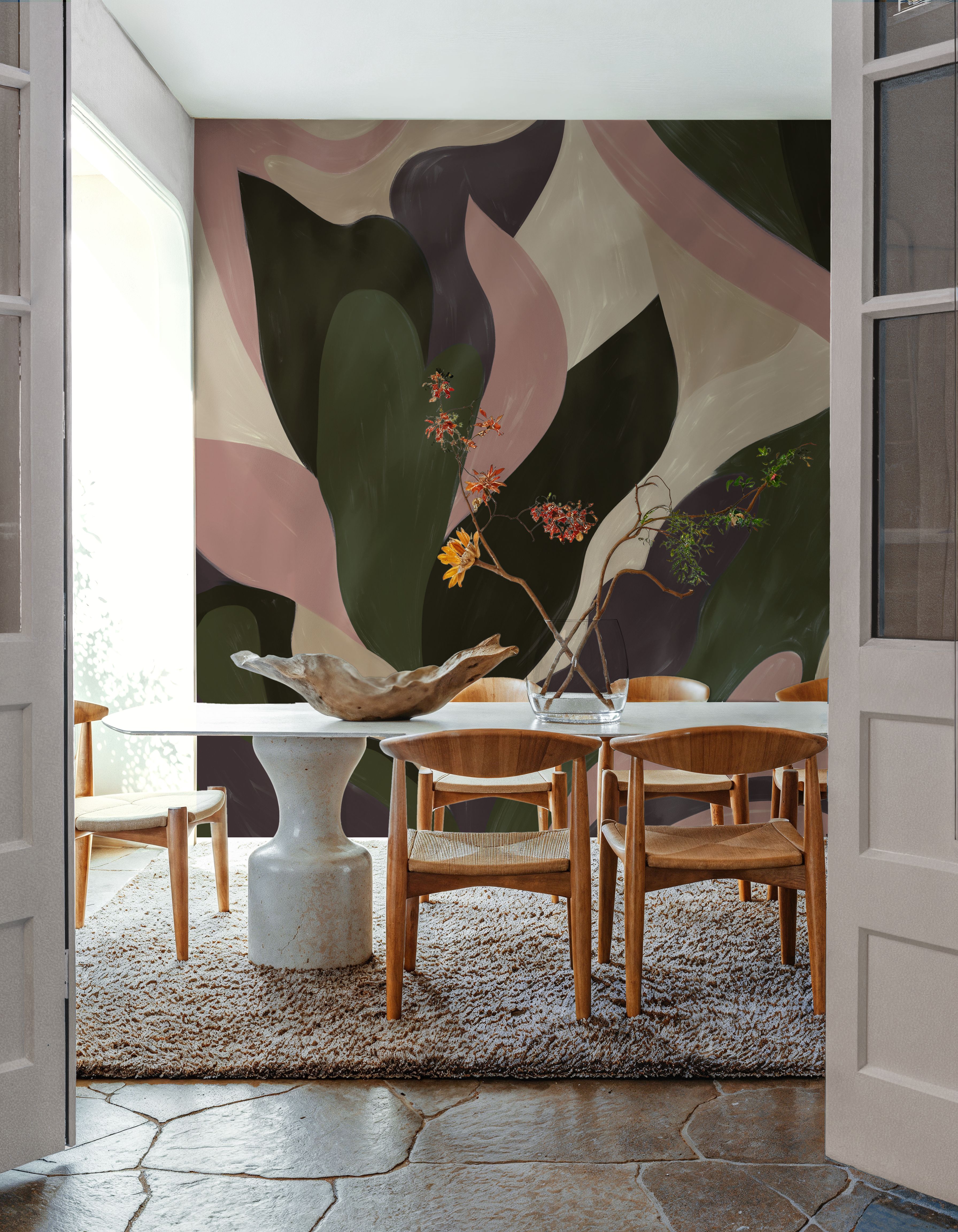 Dynamic Fields, Forest Green & Rose