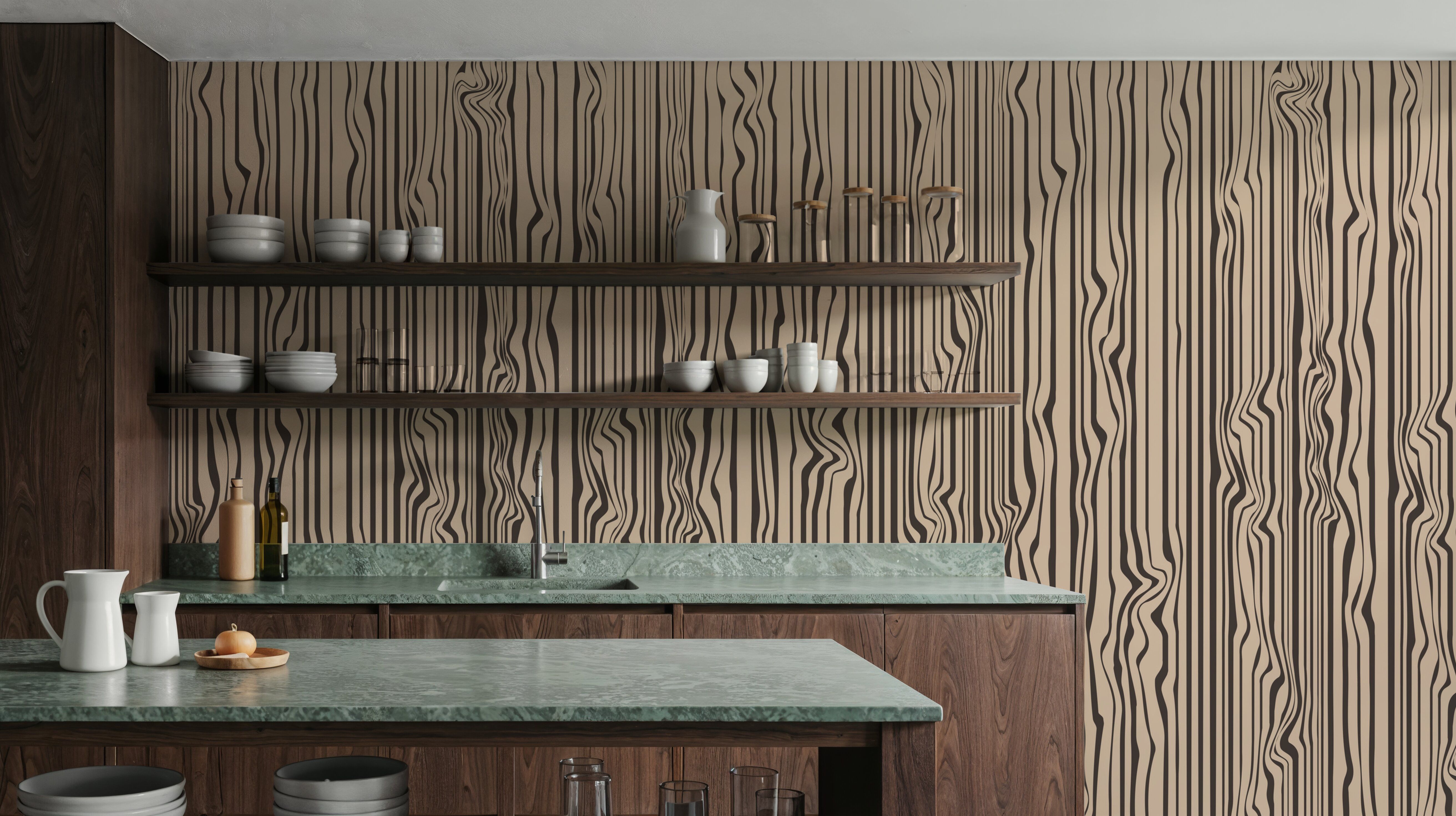 Veneer Lines, Mocha, Wallpaper