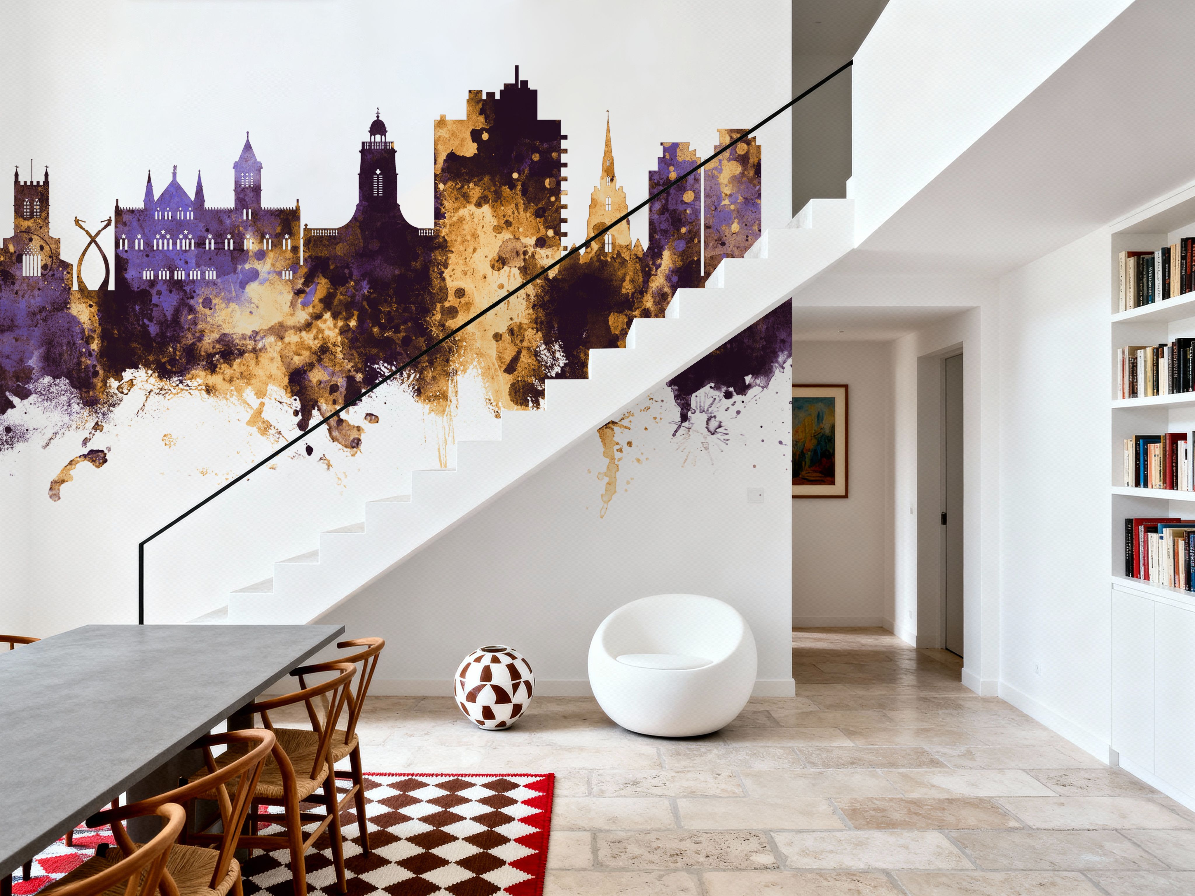 Northampton England Skyline Purple & Gold