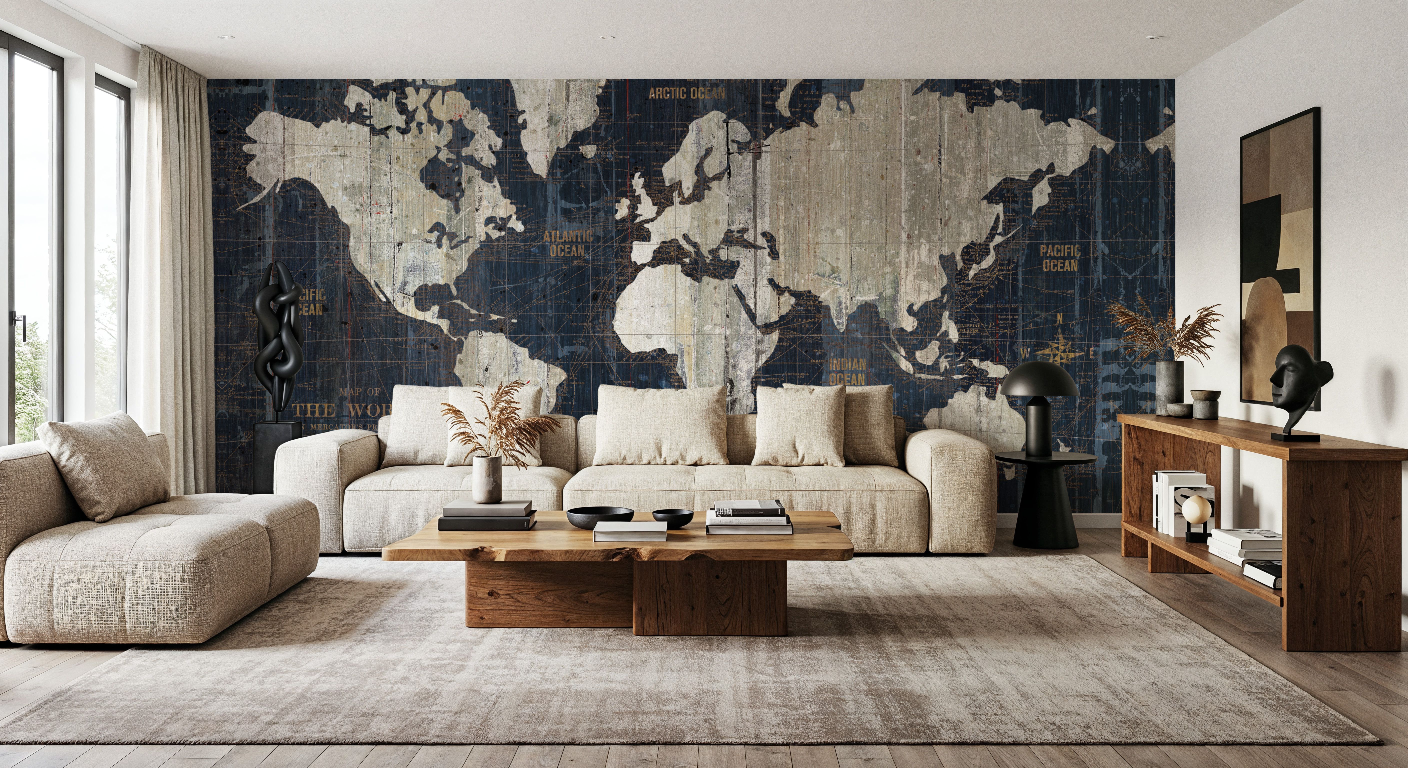 Old World Map Blue