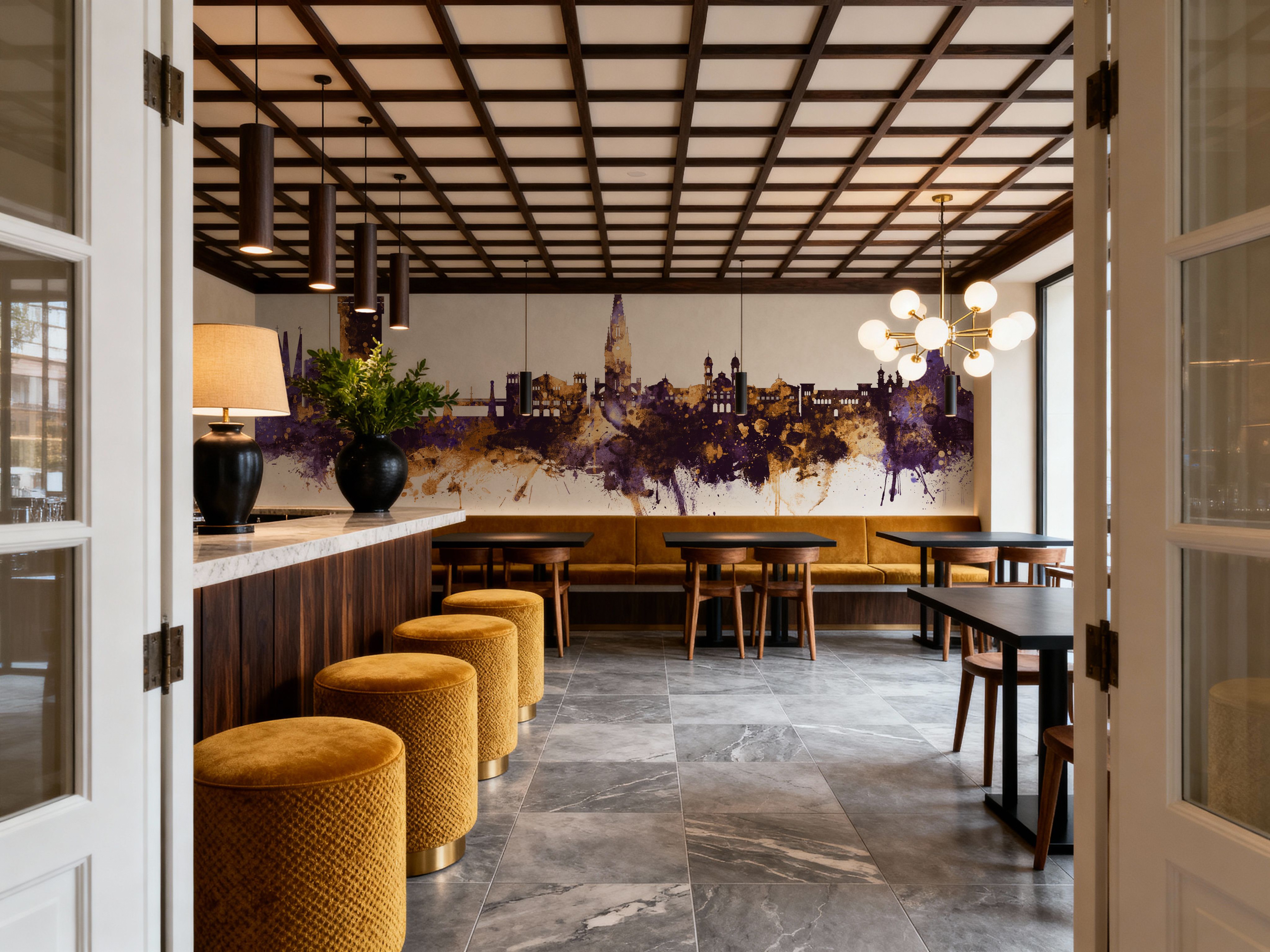 San Sebastian Spain Skyline Purple & Gold