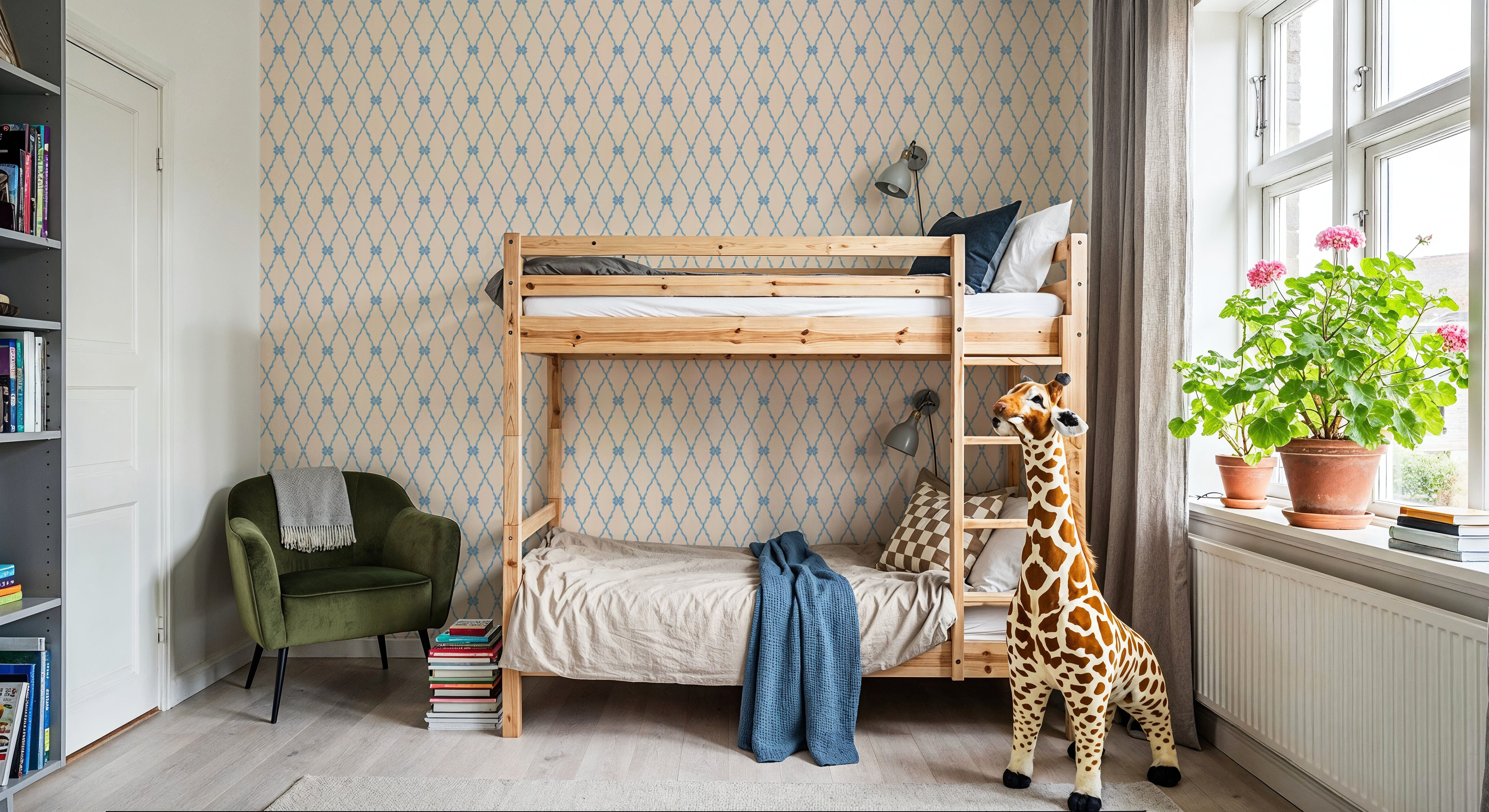 French Country Style Argyle, Fresh Blue