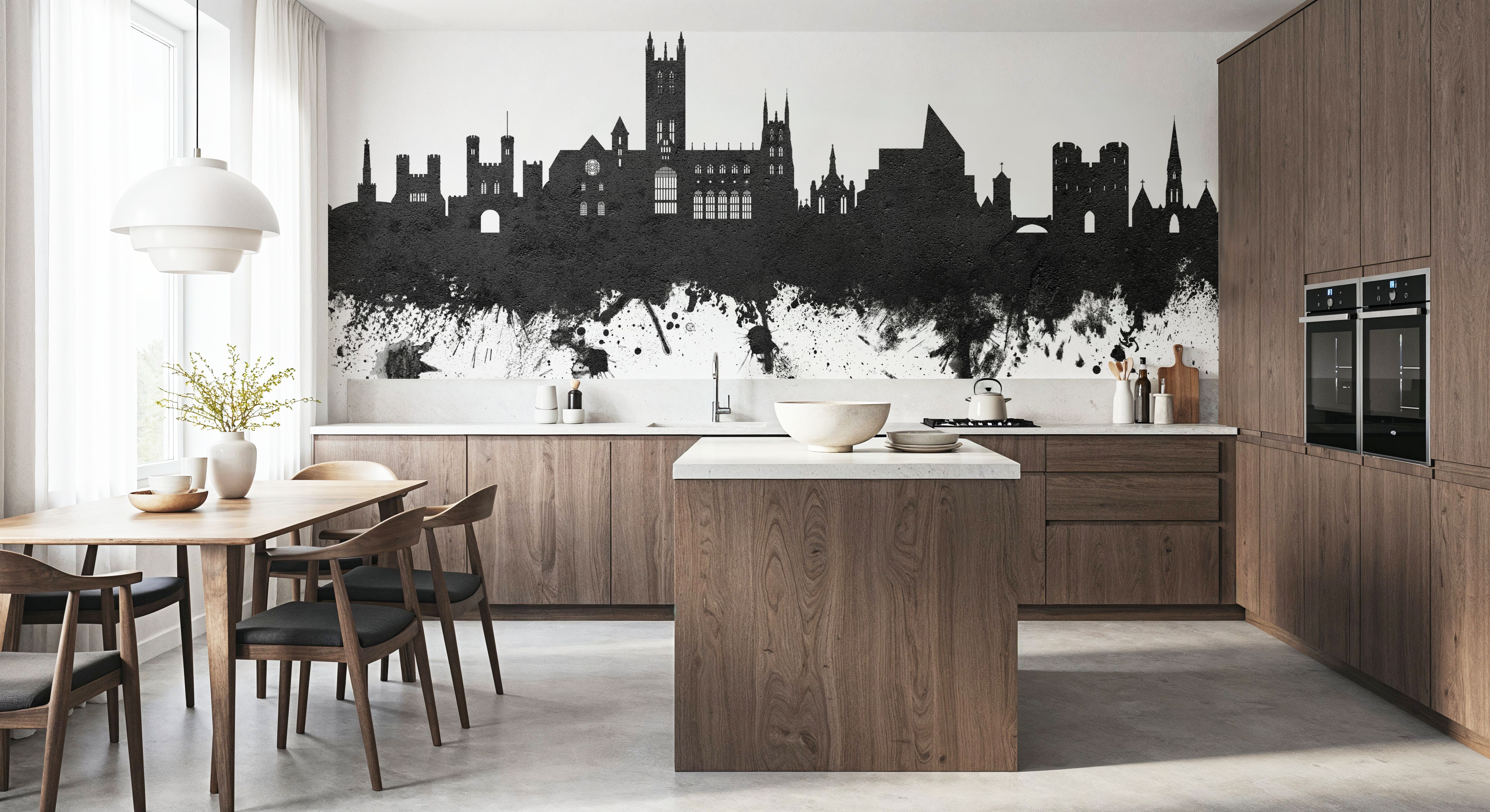 Canterbury England Skyline Black & White