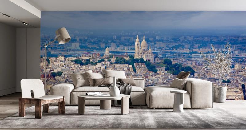 Paris Skyline and Sacre Coeur wallpaper mural 100% PVC-free and non-toxic