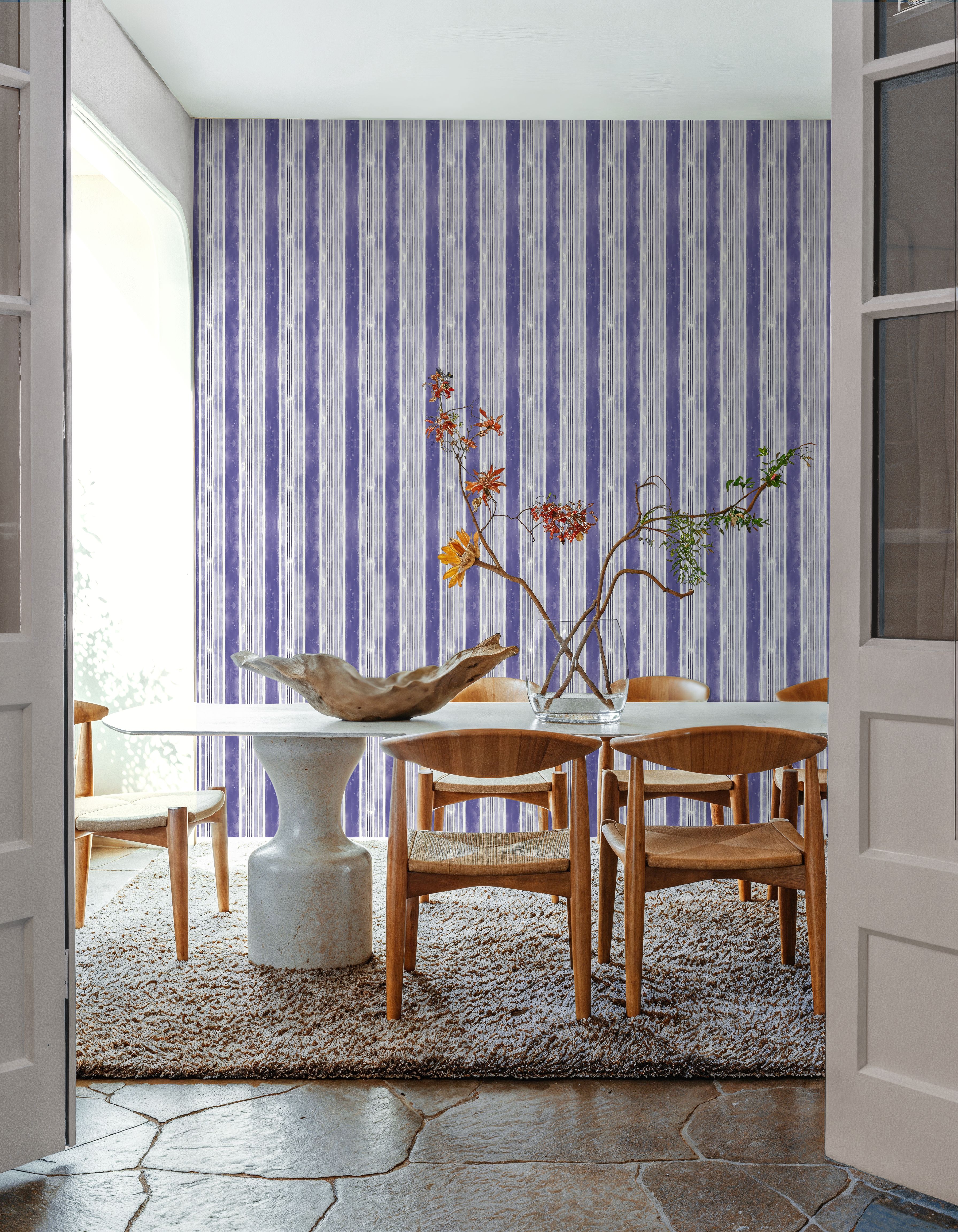 Botanical Blue Thick Lines, Wallpaper