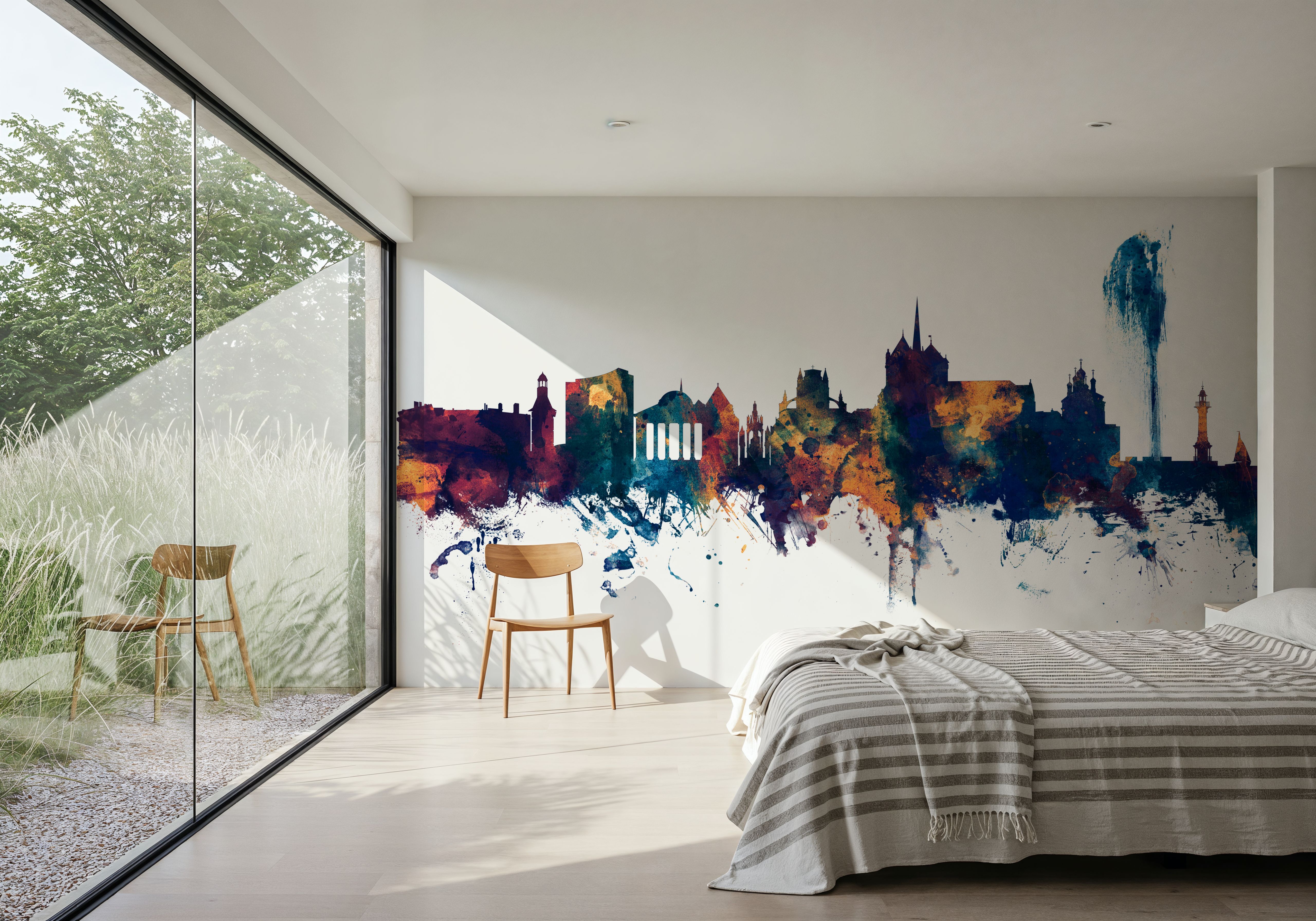 Geneva Switzerland Skyline Blue & Bronze