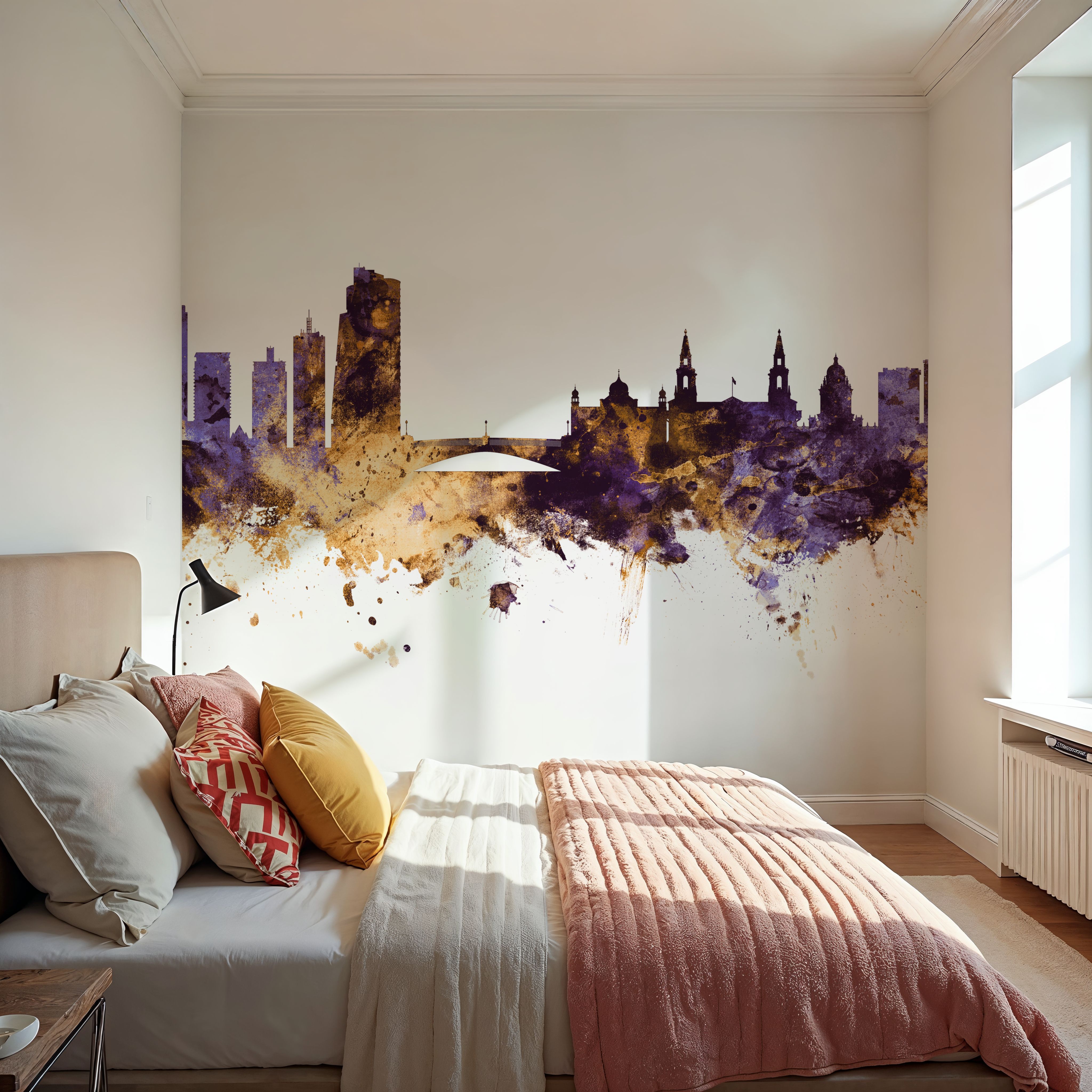 Leeds England Skyline Purple & Gold