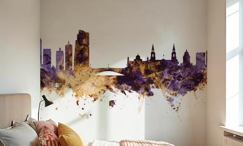 Leeds England Skyline Purple & Gold
