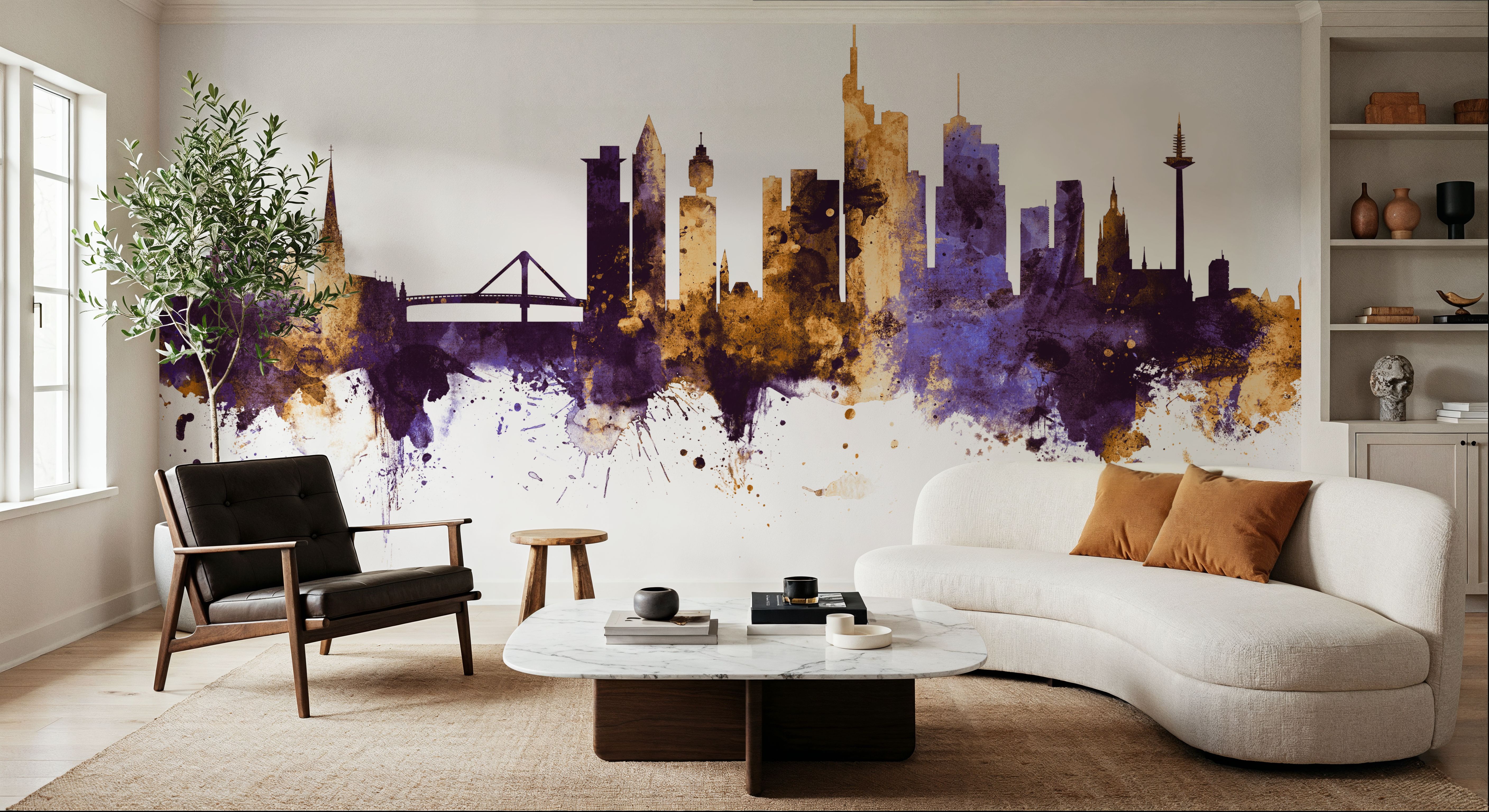 Frankfurt Skyline Purple & Gold