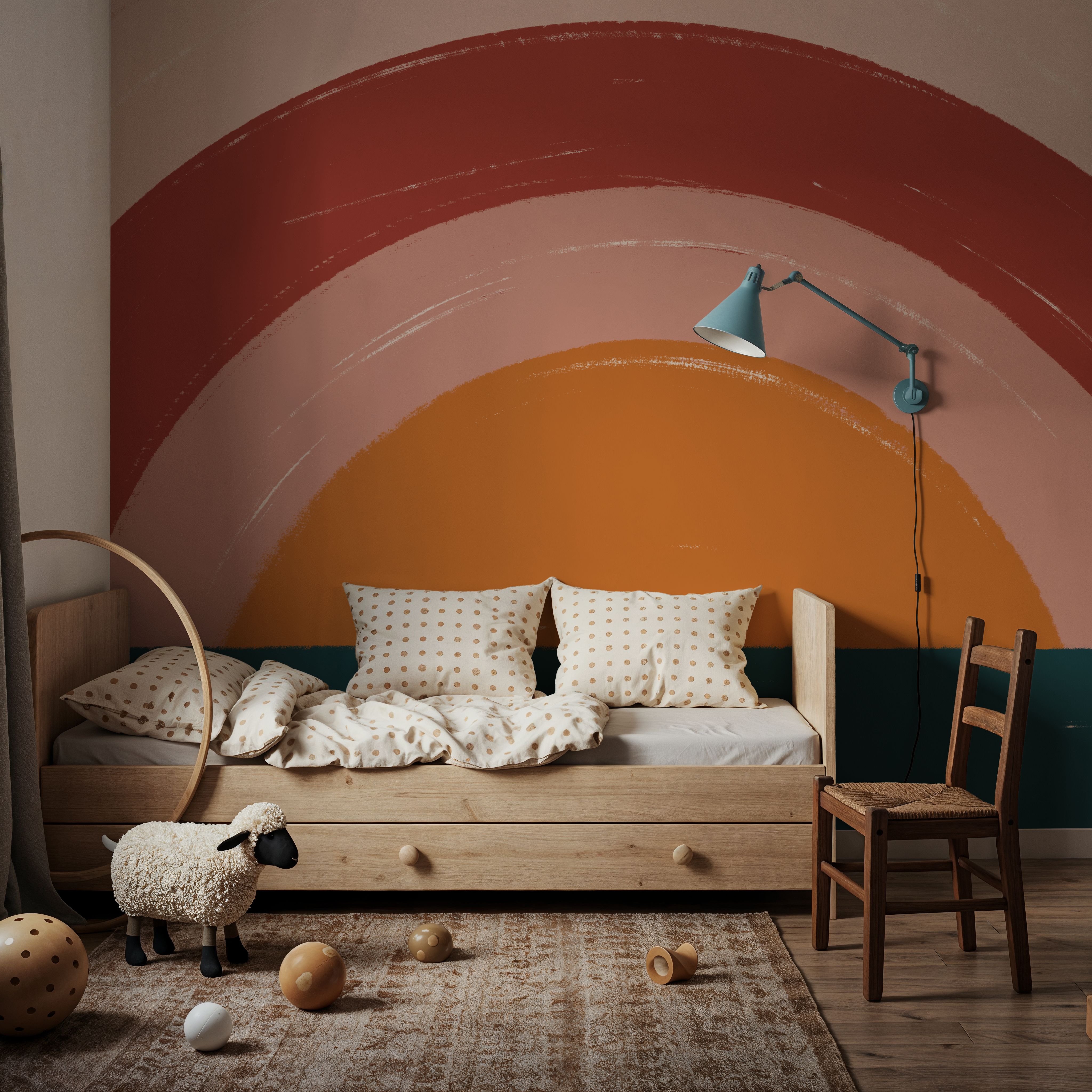 Wall Mural - Ocean Rainbow - Abstract Landscapes mural wallpaper - Red - Kids' Room - Wallism UK - Premium, Textured or Peel & Stick