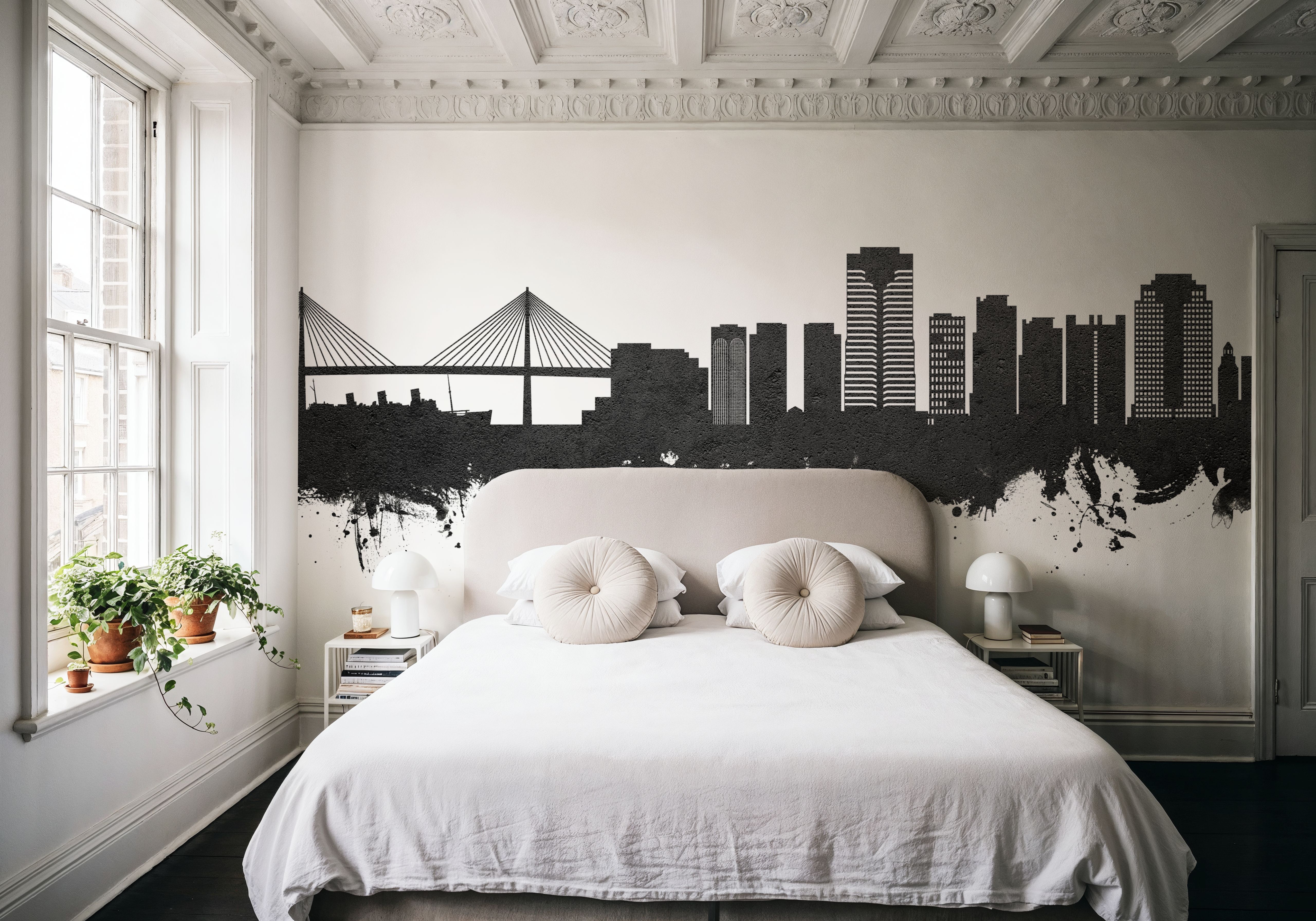 Long Beach California Skyline Black & White