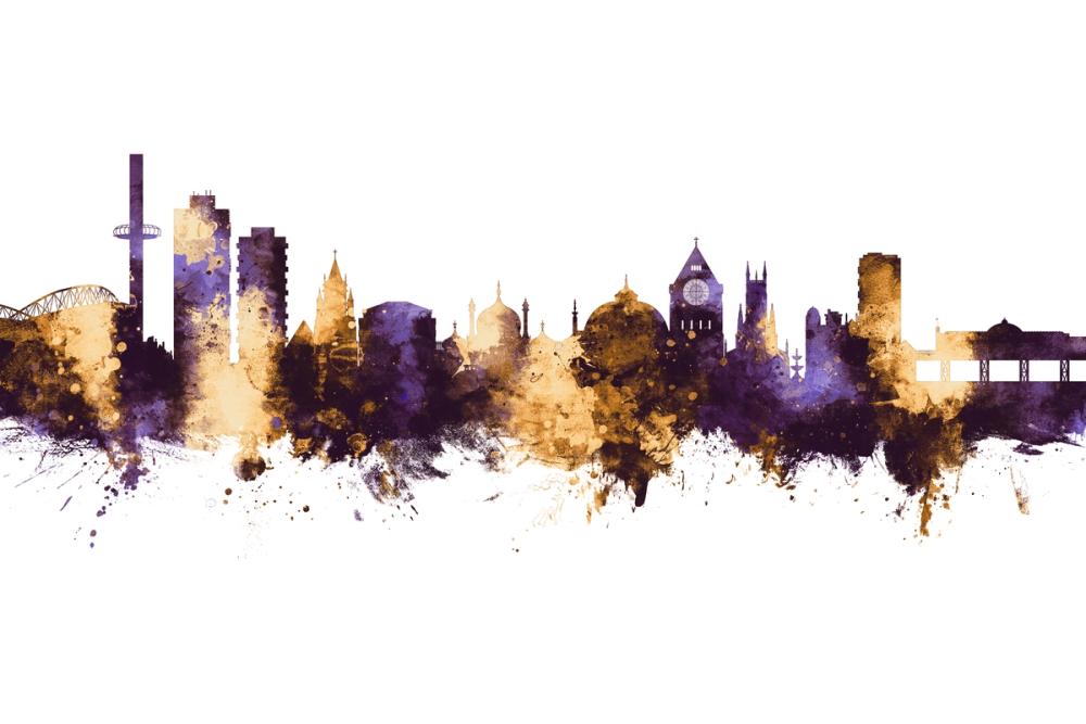 Brighton England Skyline Purple & Gold
