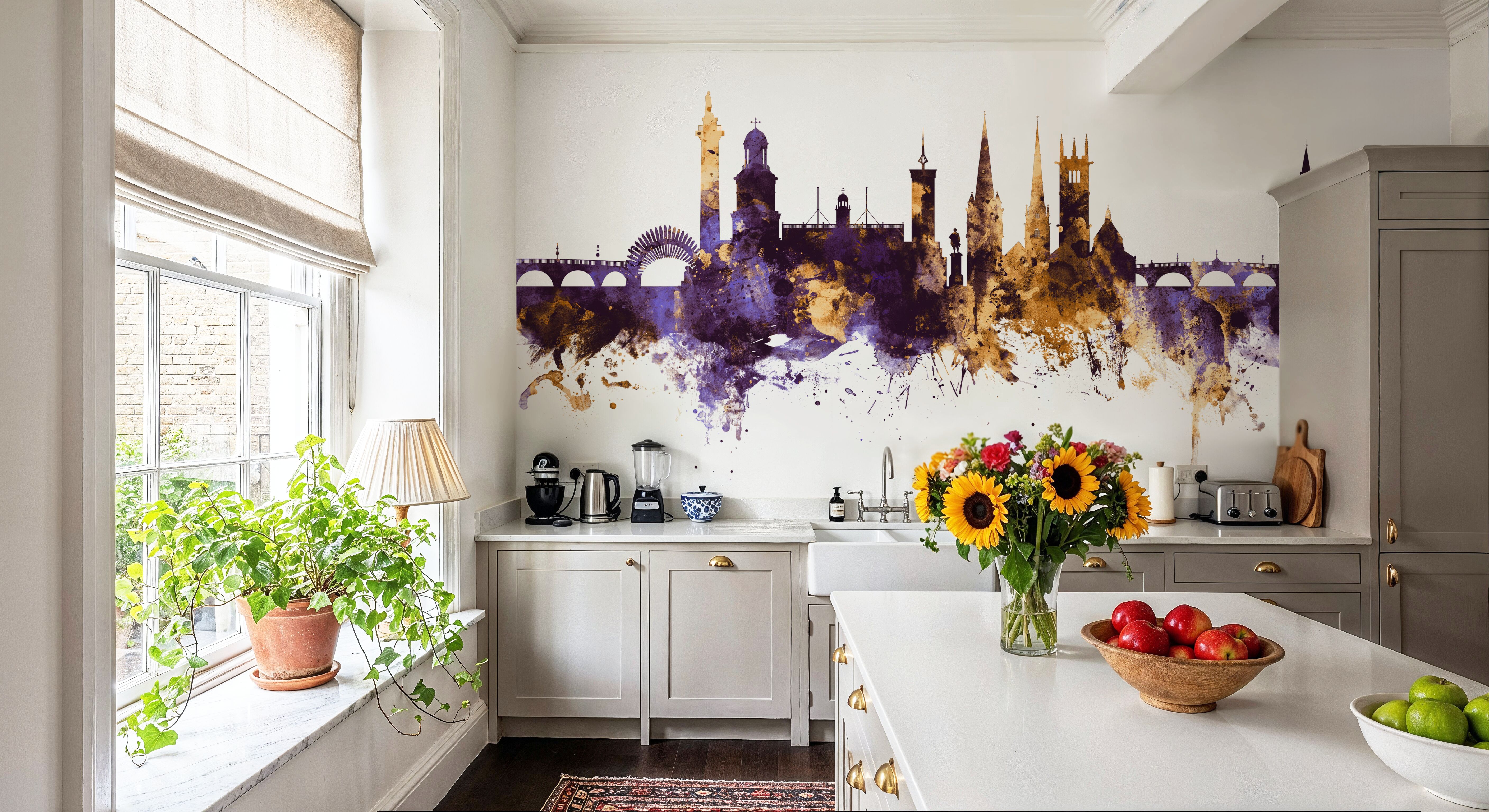 Shrewsbury England Skyline Purple & Gold