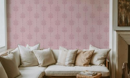 Block Print Water Lily Stripes, Blush