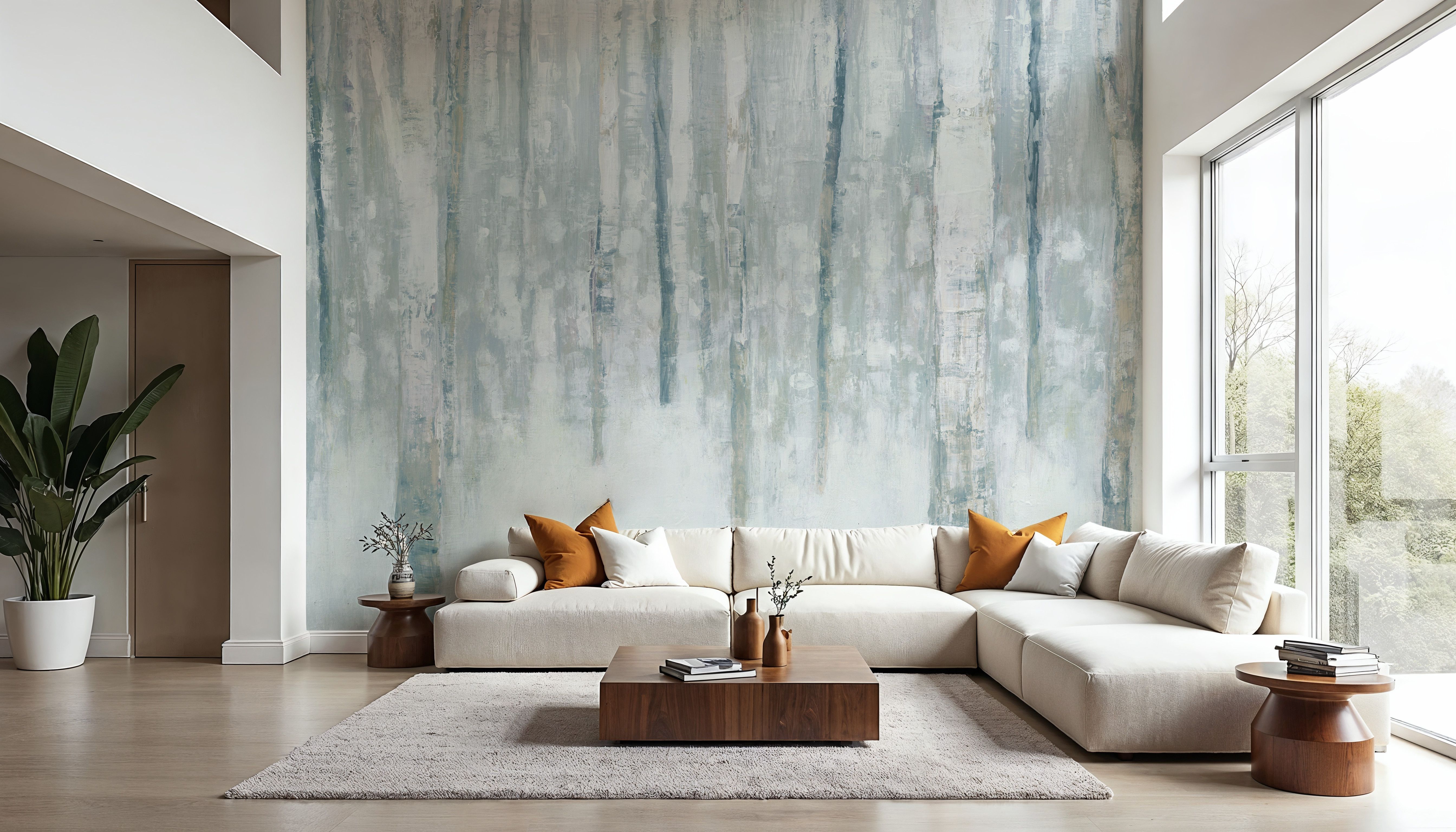 Birches in Winter Blue Gray