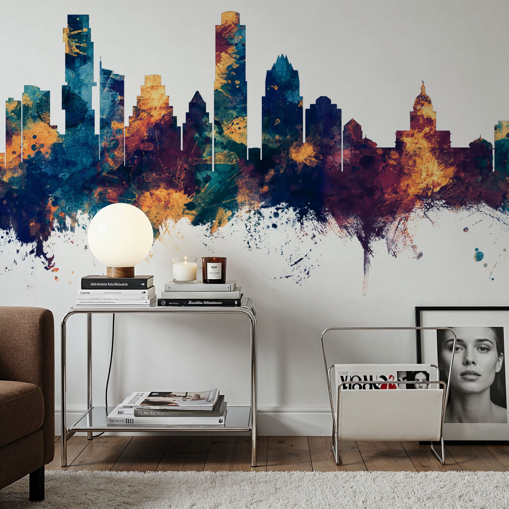 Austin Texas Skyline Blue & Bronze