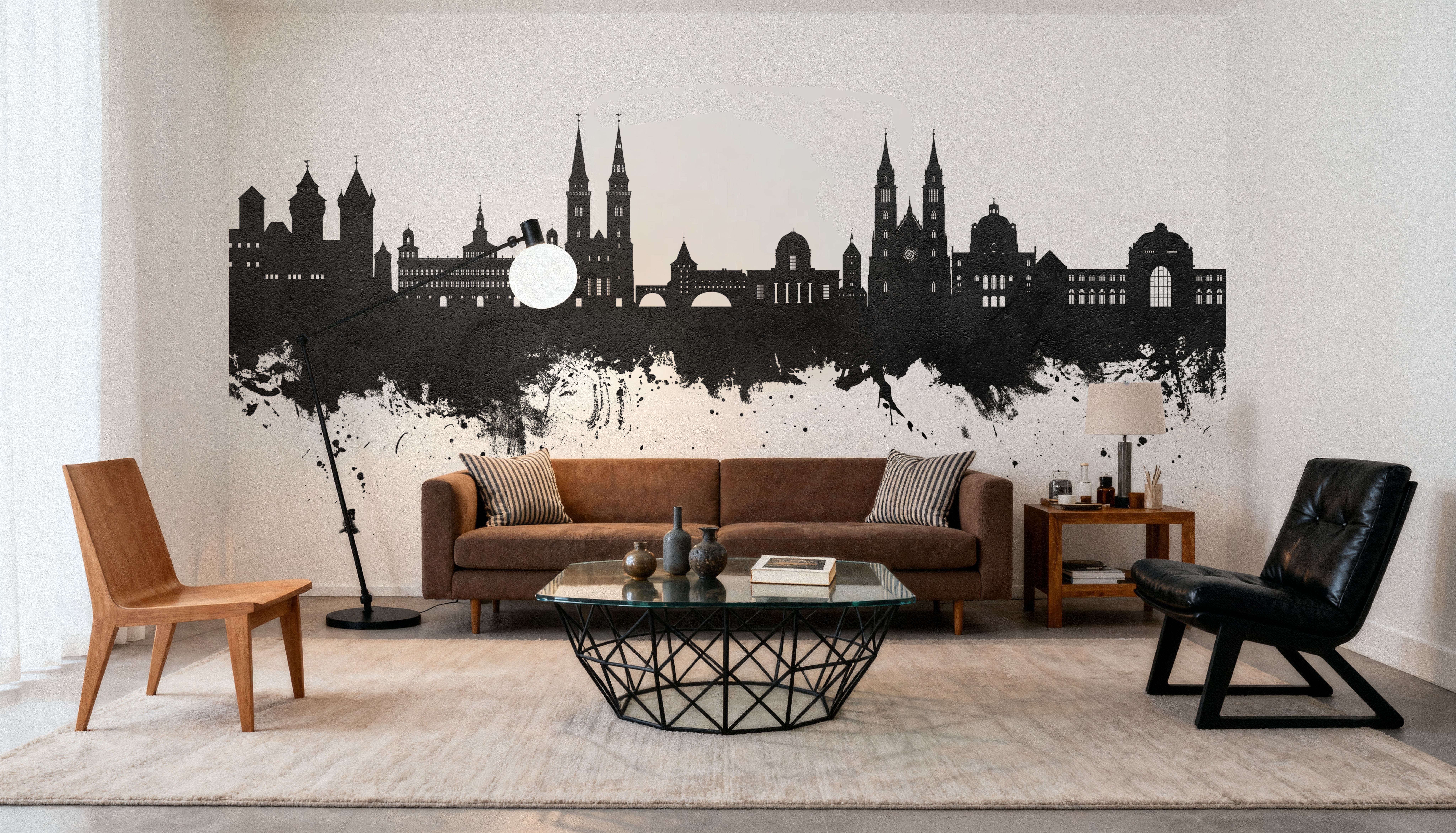 Nürnberg Germany Skyline Black & White