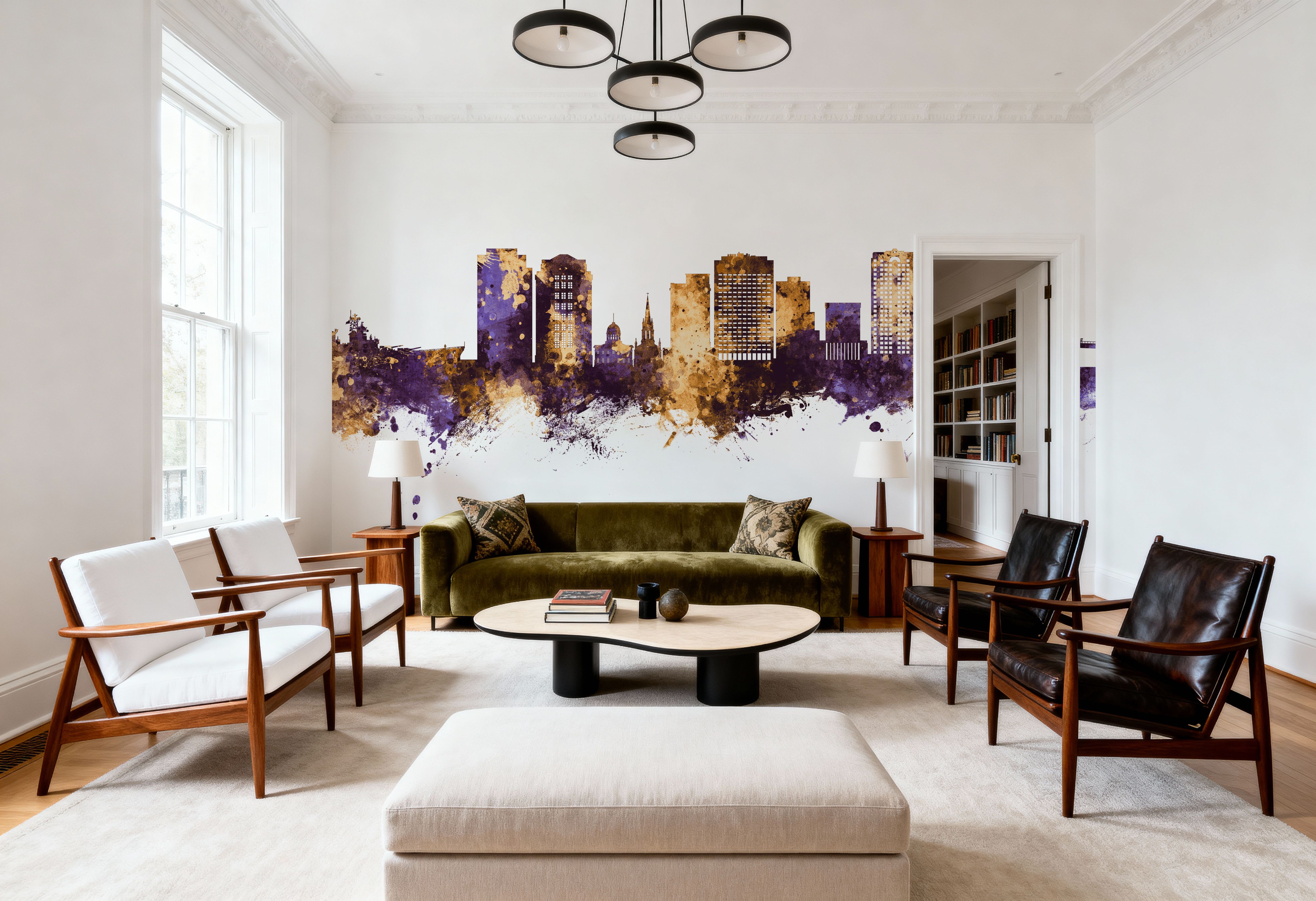 Norfolk Virginia Skyline Purple & Gold, Carte da parati