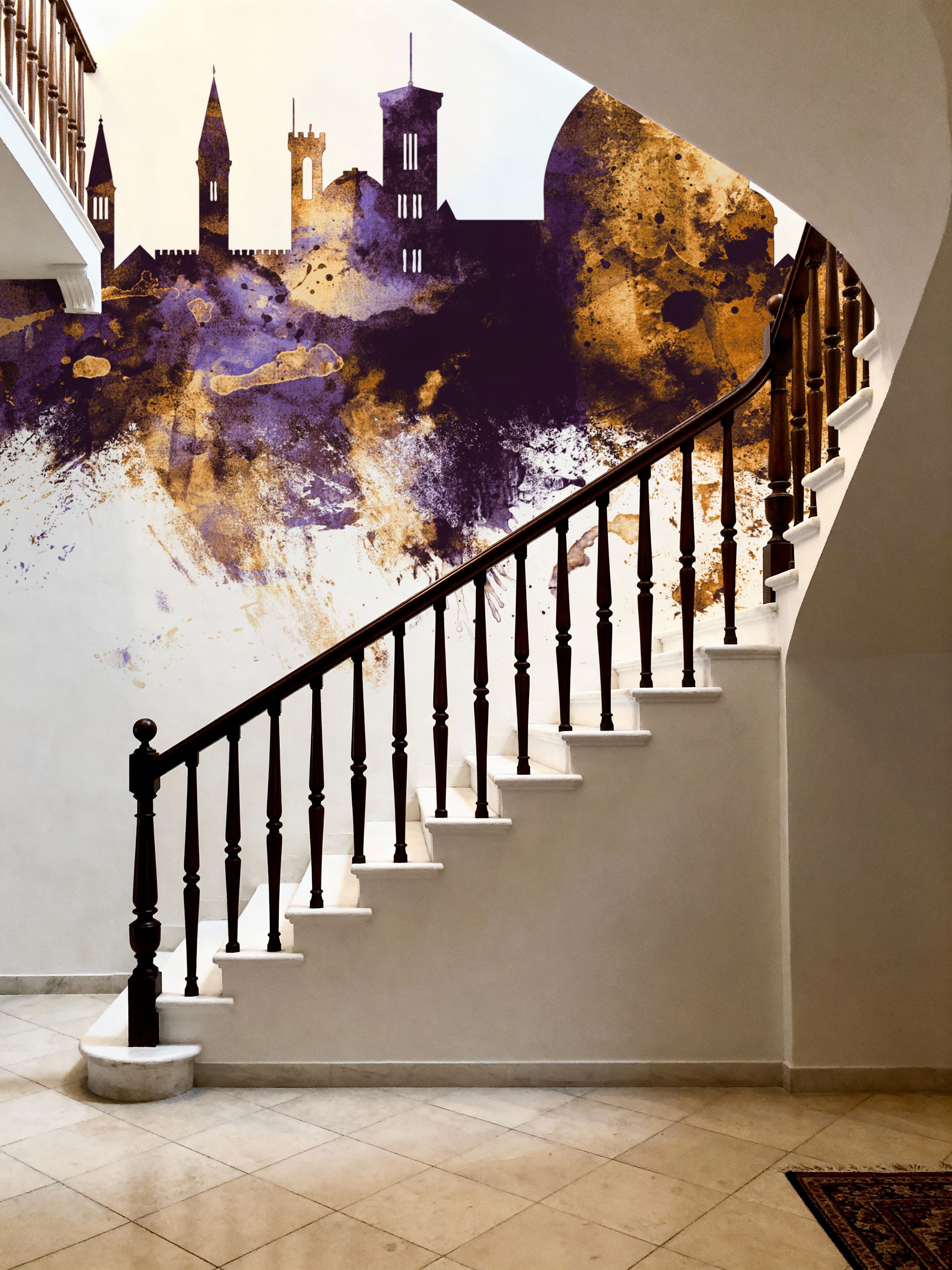 Florence Italy Skyline Purple & Gold