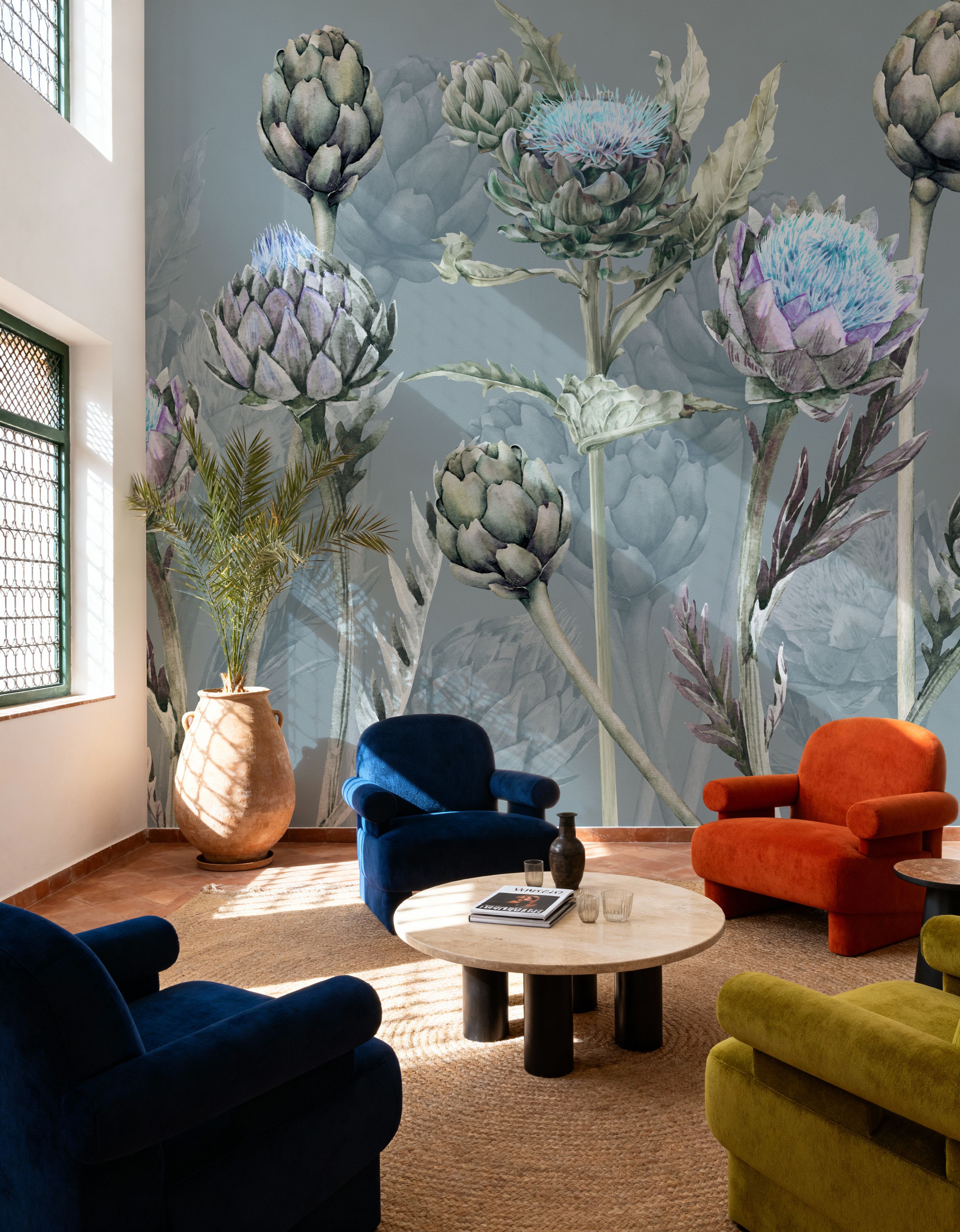 Artichoke Blooms, French Blue