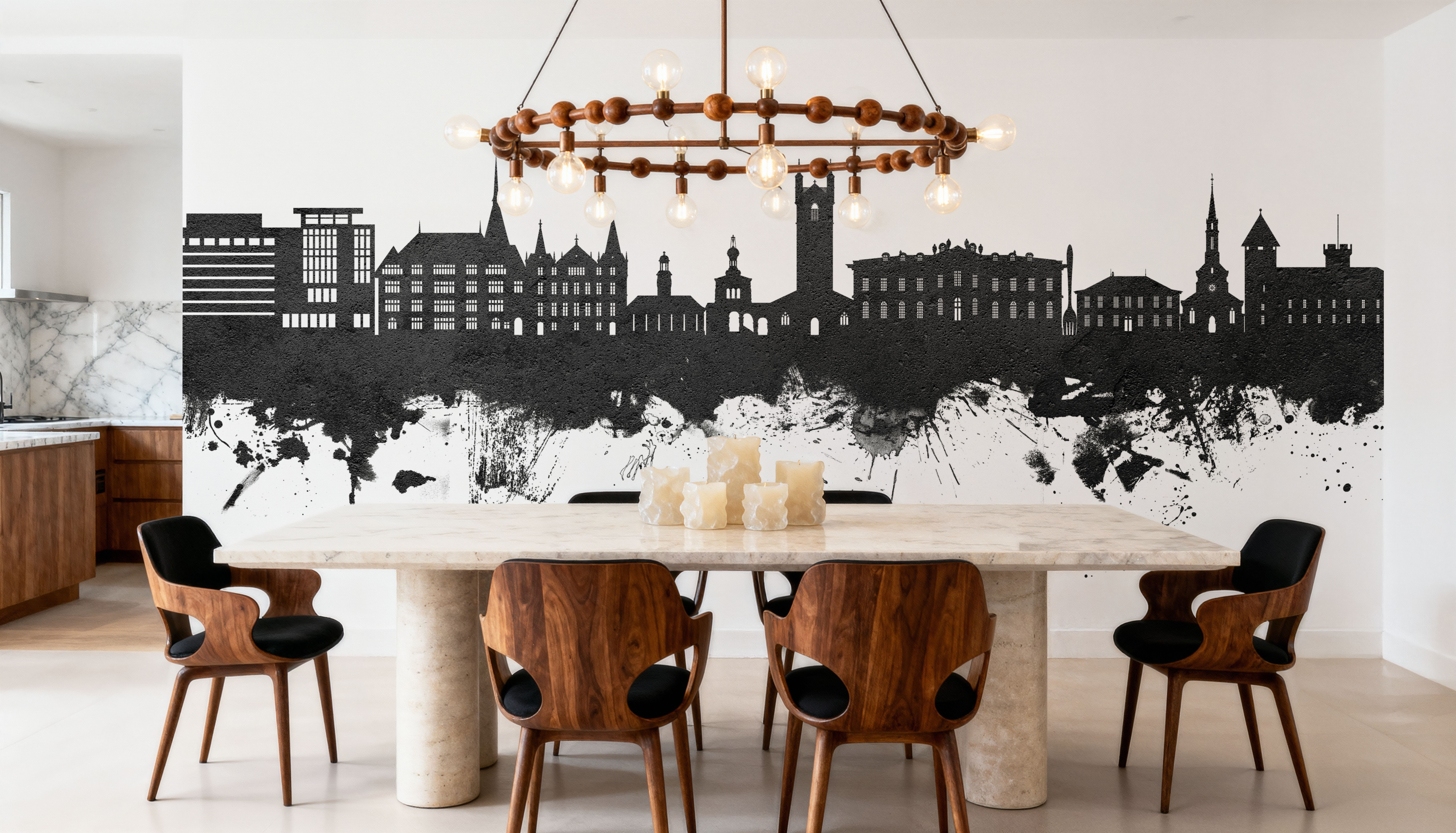 Vevey Switzerland Skyline Black & White