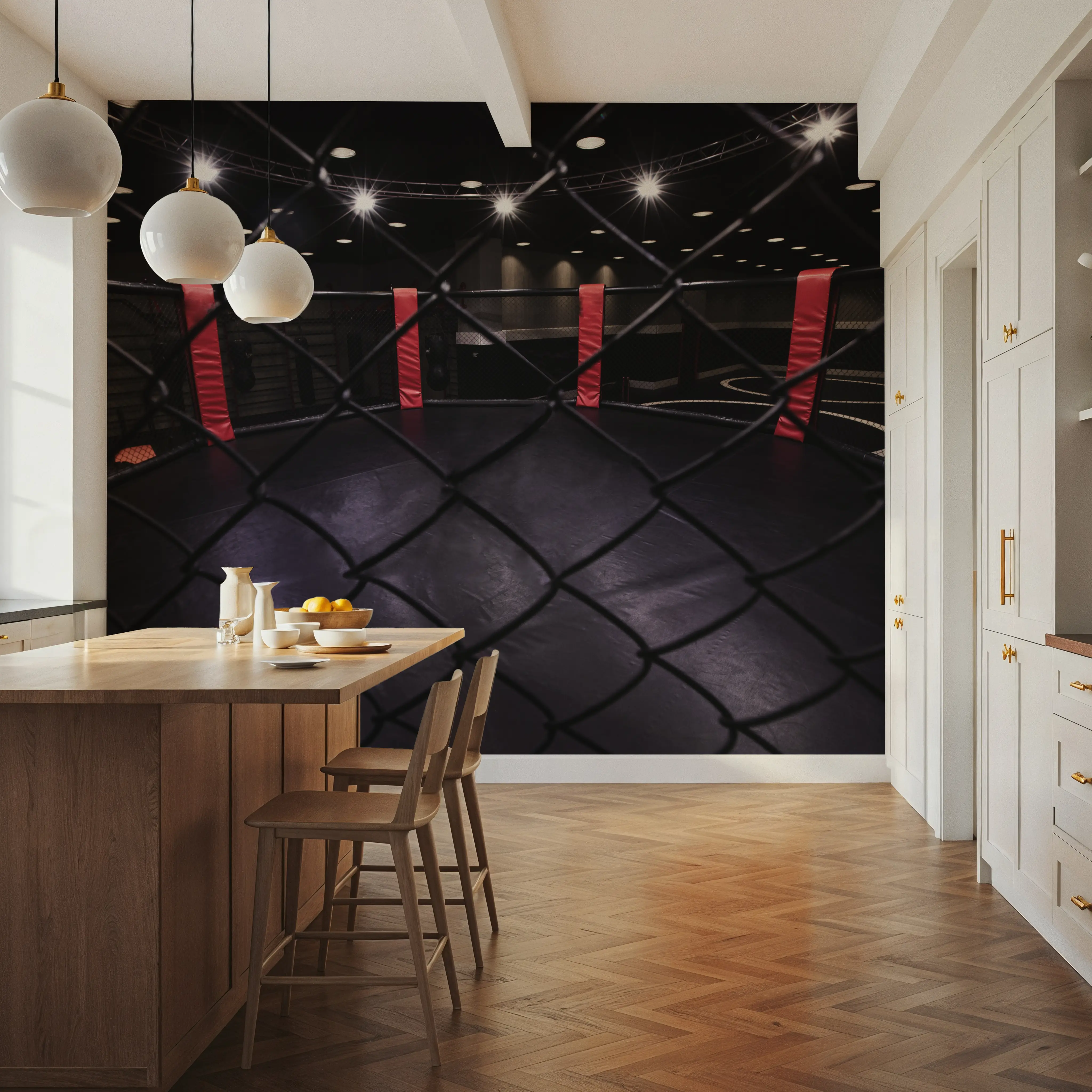 Papier Peint Panoramique - Mixed Martial Arts - Sports - Gris - Bureaux - Wallism Belgique - Encollage au mur ou Autocollant