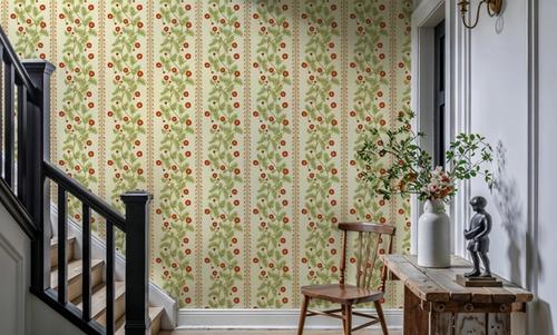 Marigold Stripes, Vermilion on Cream