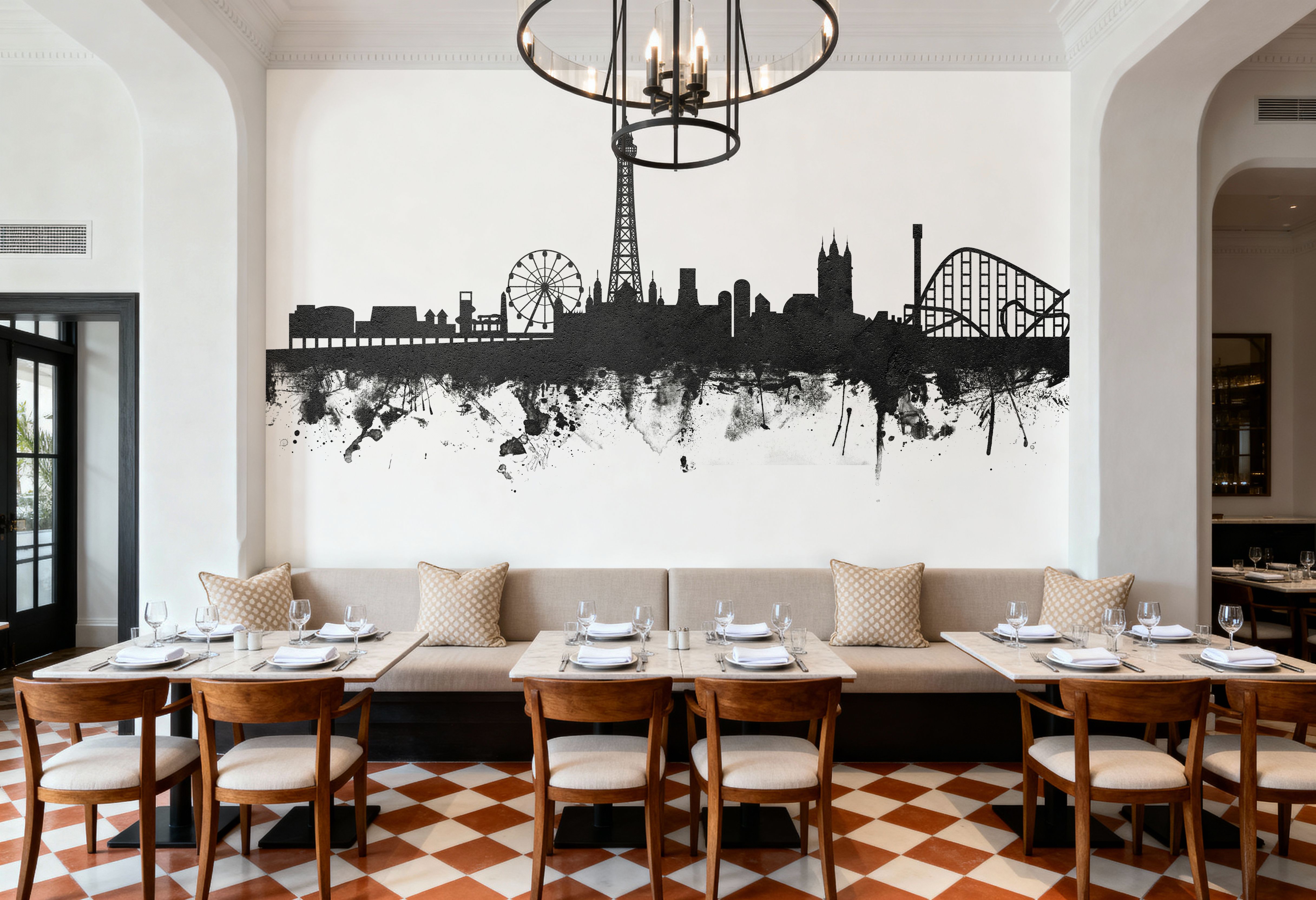 Blackpool England Skyline Black & White, Wallpaper