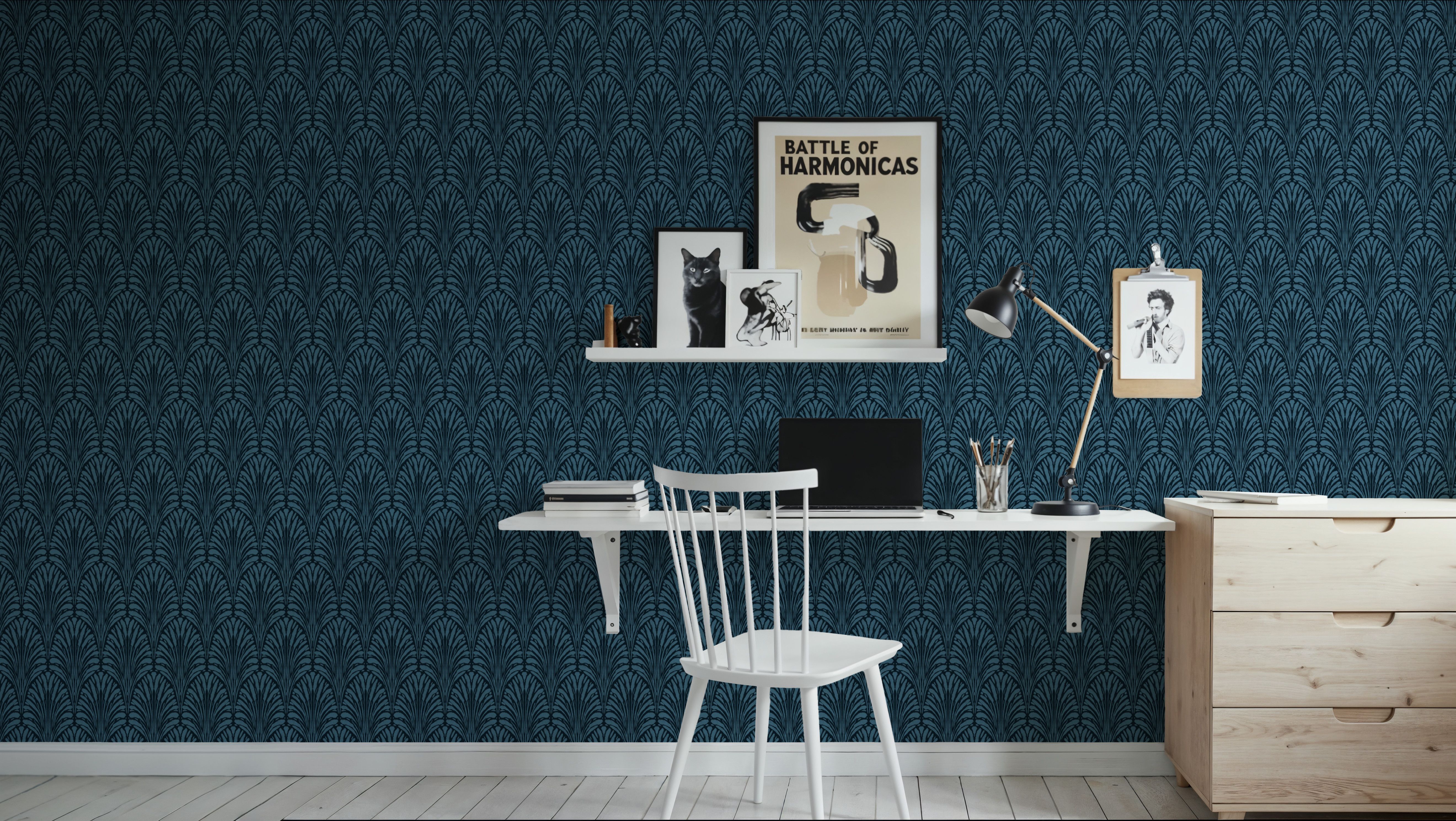 Brushstroke Fan Scallop, French Blue