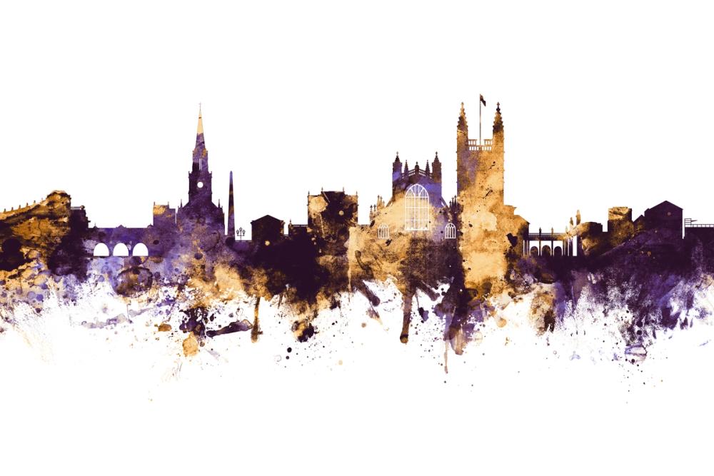 Bath England Skyline Purple & Gold
