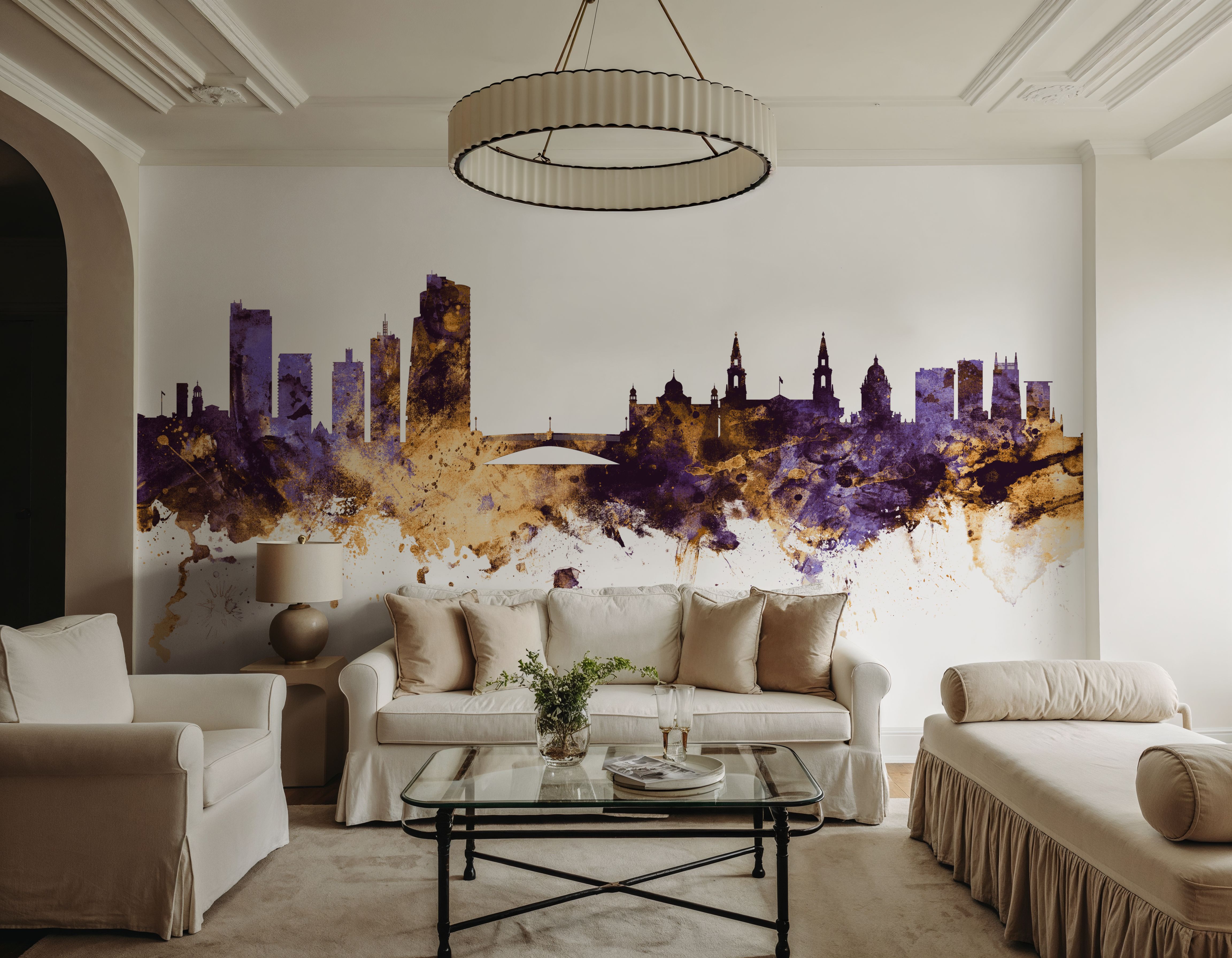 Leeds England Skyline Purple & Gold
