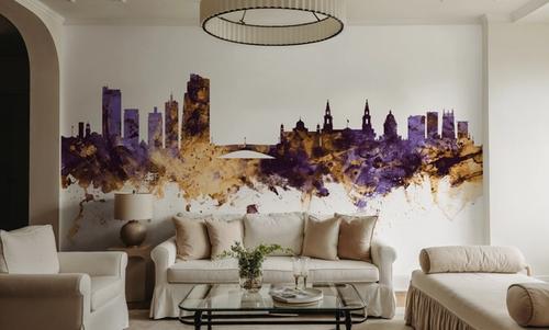 Leeds England Skyline Purple & Gold