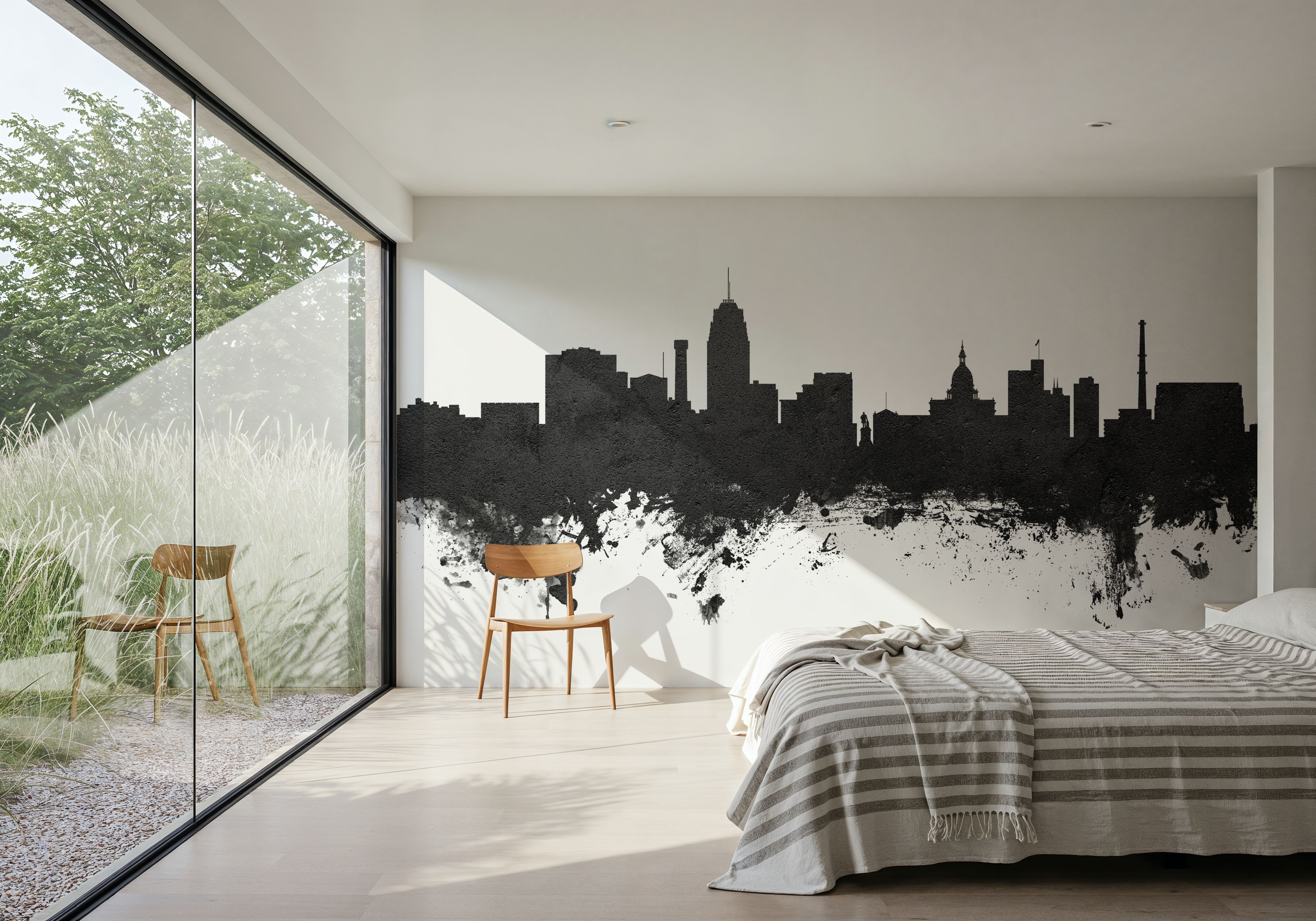 Lansing Michigan Skyline Black & White