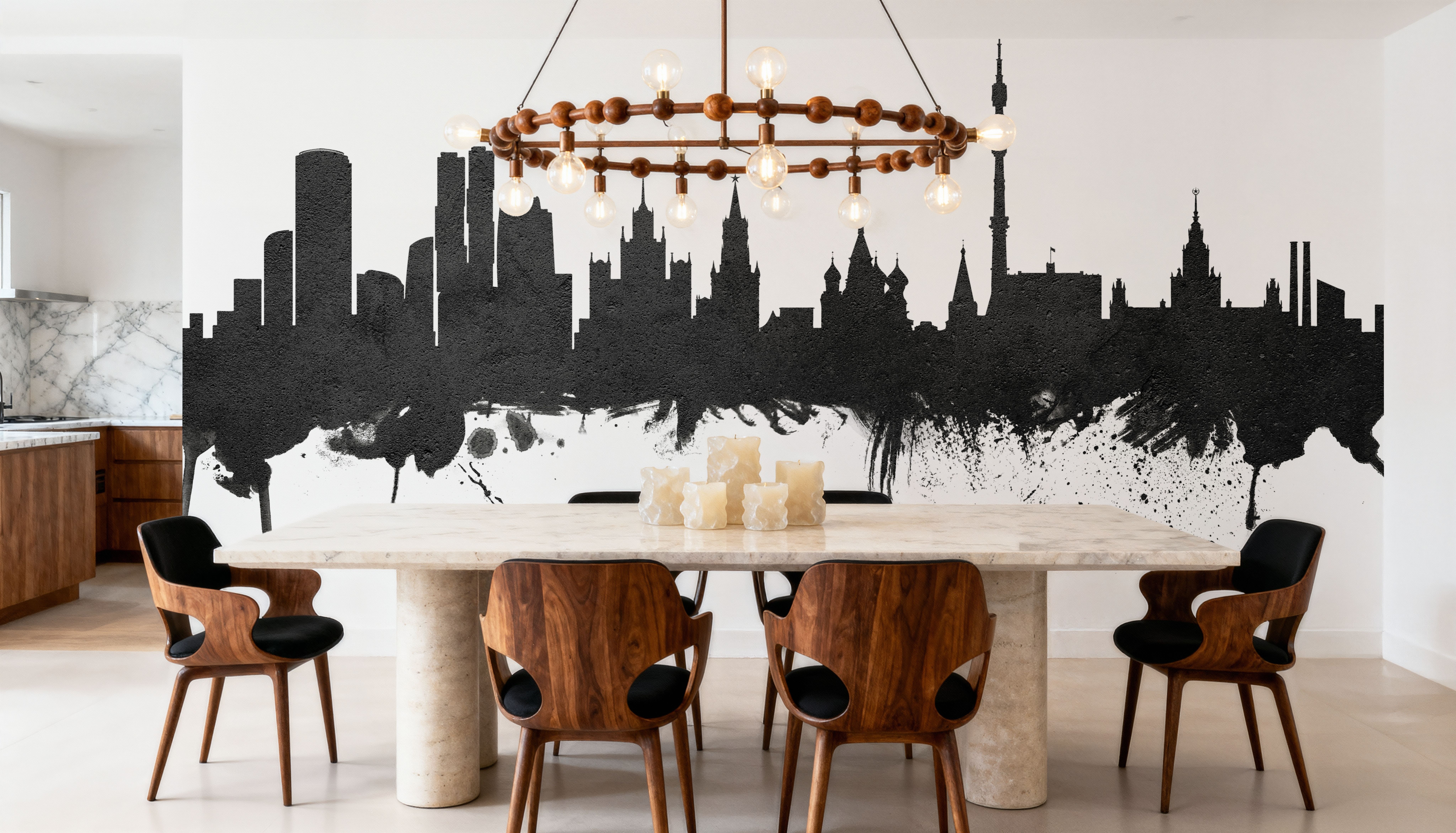 Moscow Russia Skyline Black & White