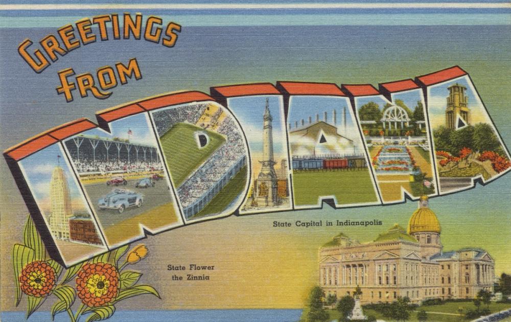 Greetings from Indiana - Screenprint Postcard