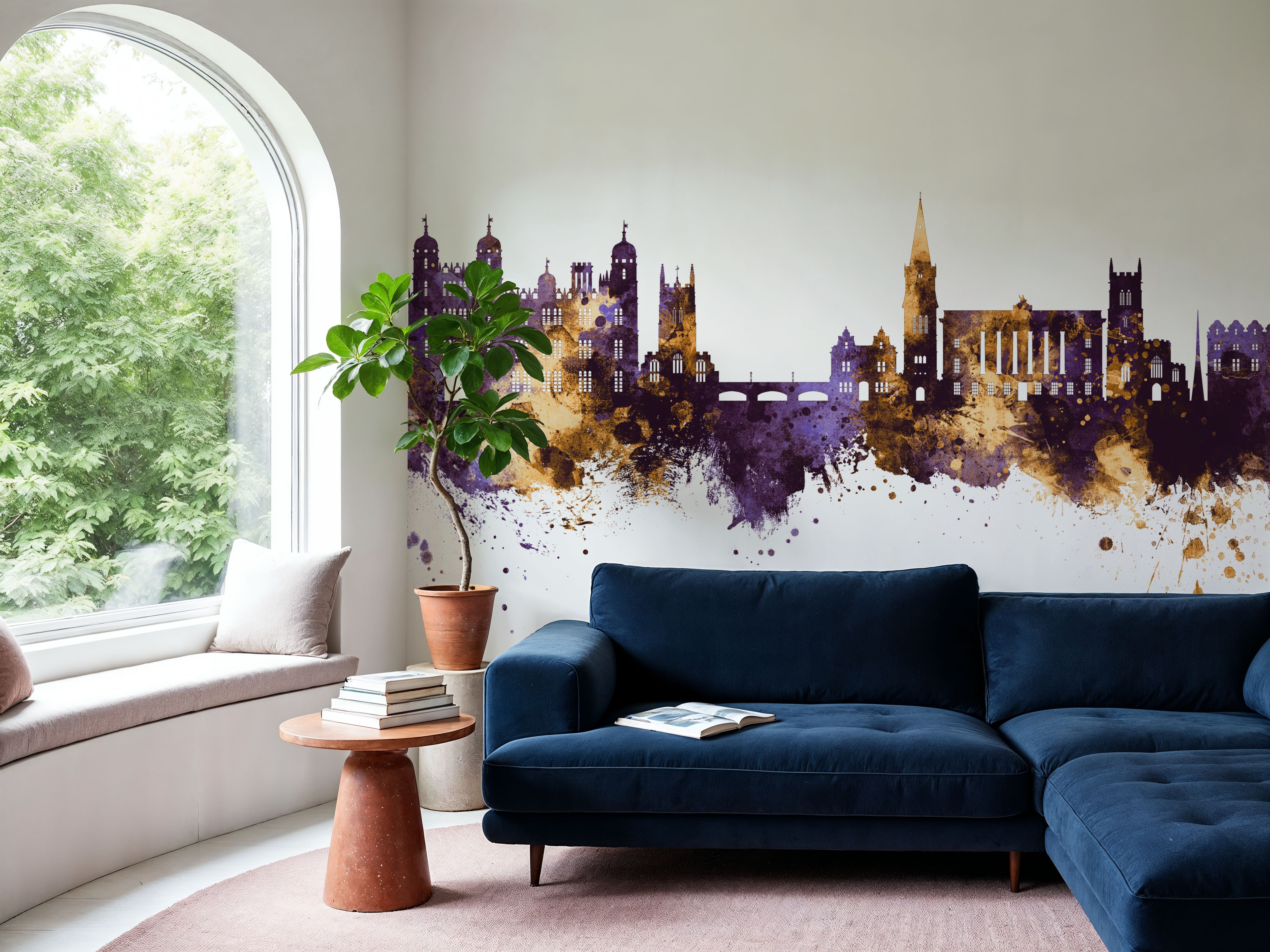 Stamford England Skyline Purple & Gold
