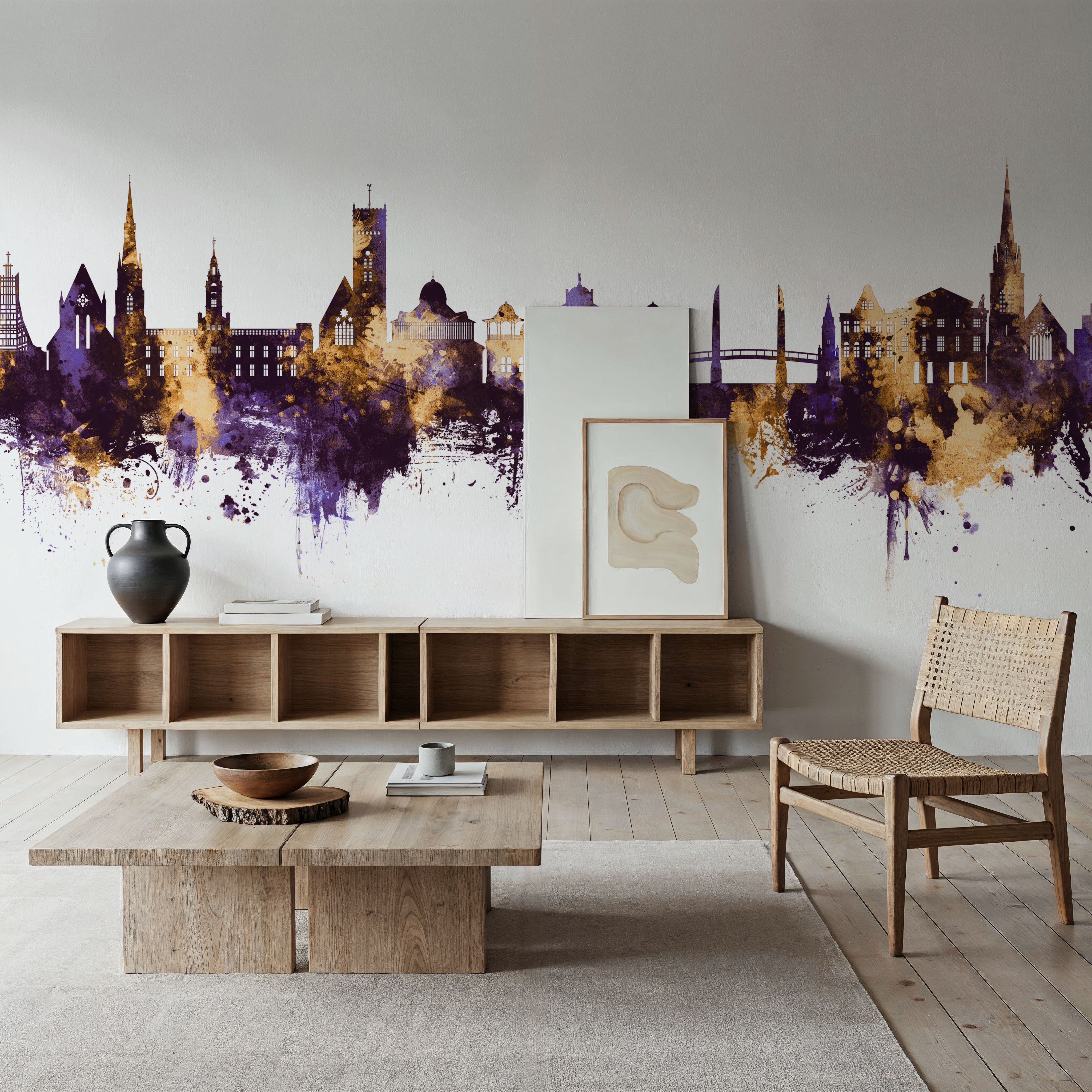 Torquay England Skyline Purple & Gold, Wallpaper