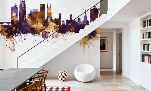 Derby England Skyline Purple & Gold
