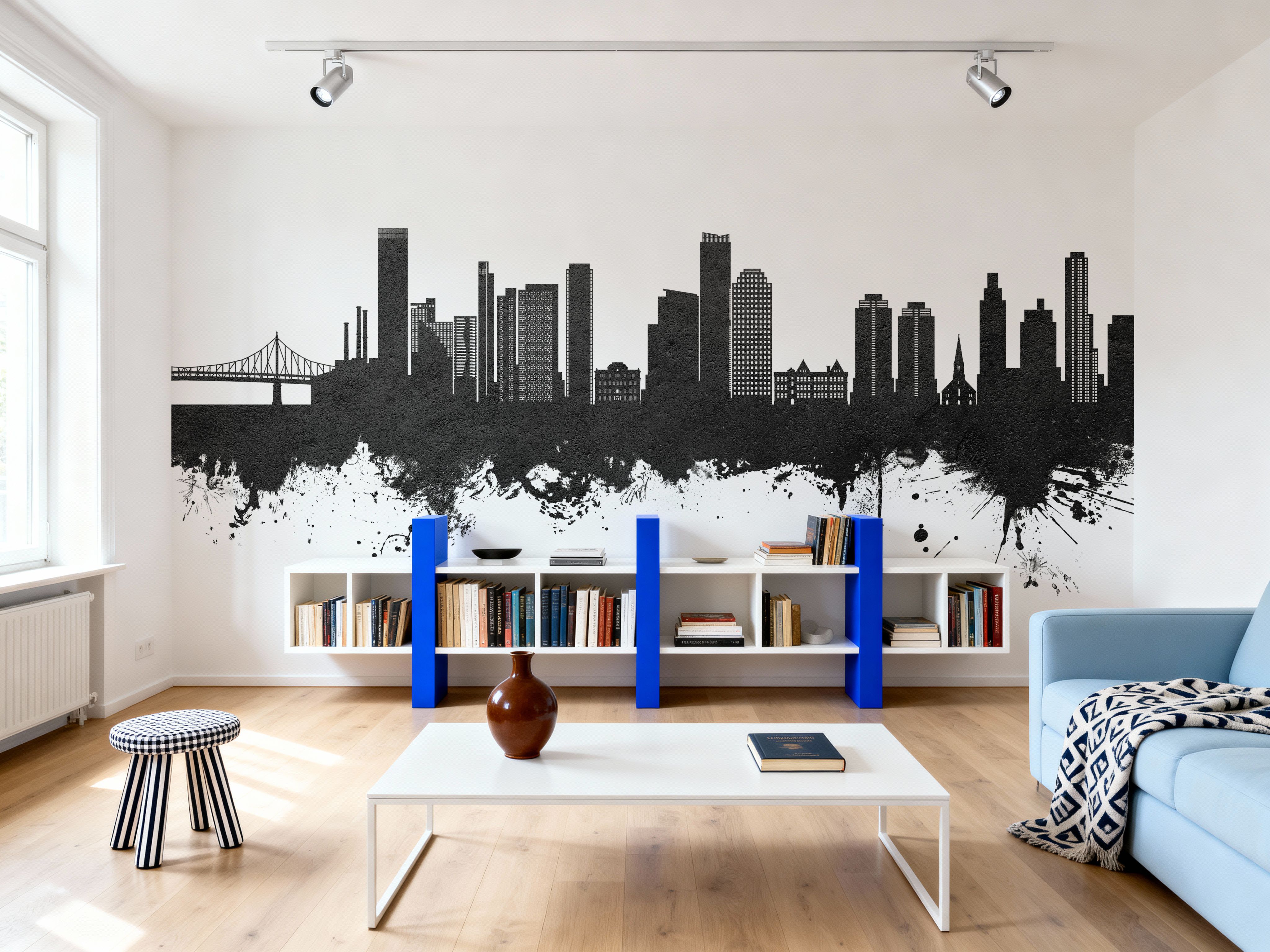 Queens New York Skyline Black & White