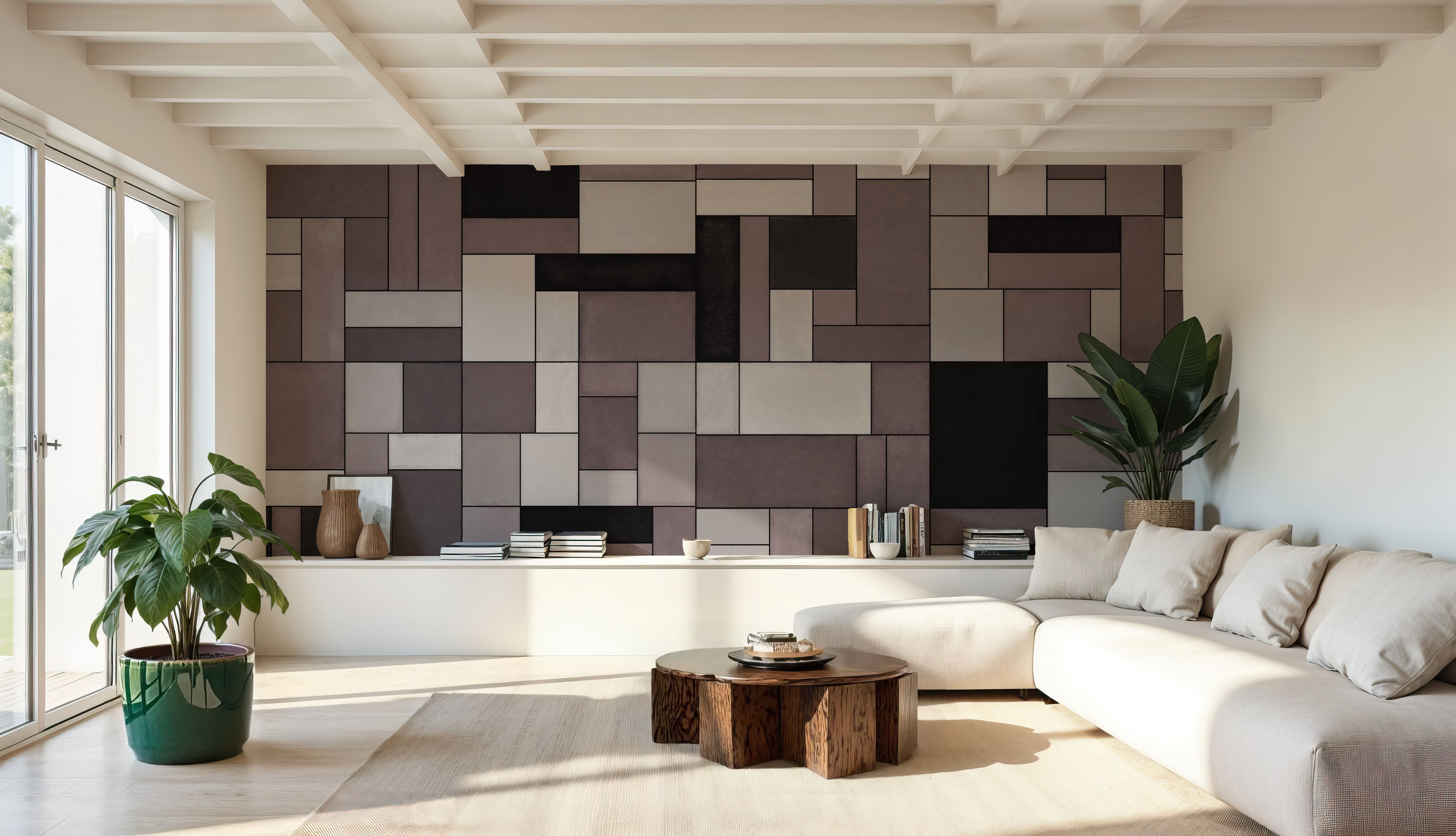 Spectrum Blocks, Mauve, Wallpaper