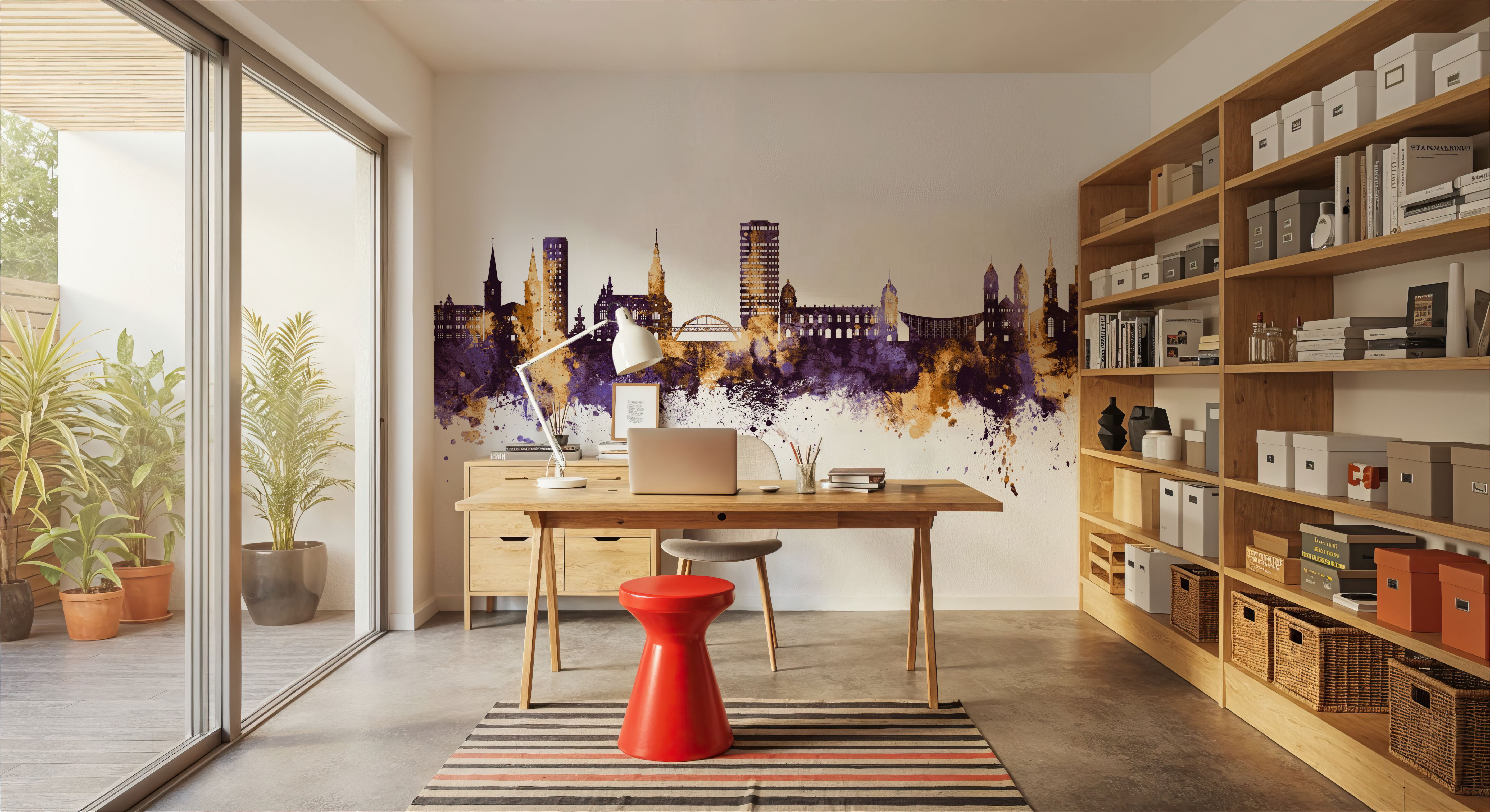 Wuppertal Germany Skyline Purple & Gold